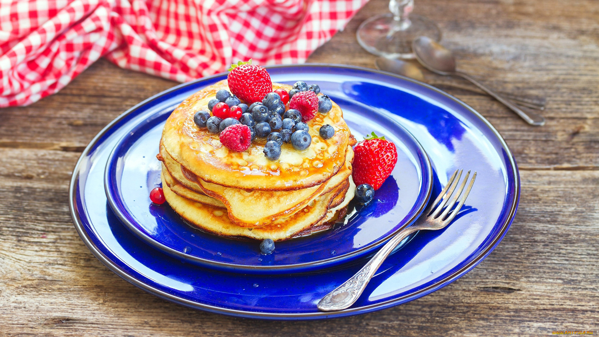 еда, блины, , оладьи, ягоды, оладьи