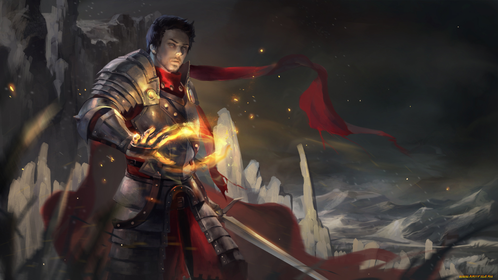 фэнтези, маги, , волшебники, фон, латы, магия, меч, рыцарь, мужчина