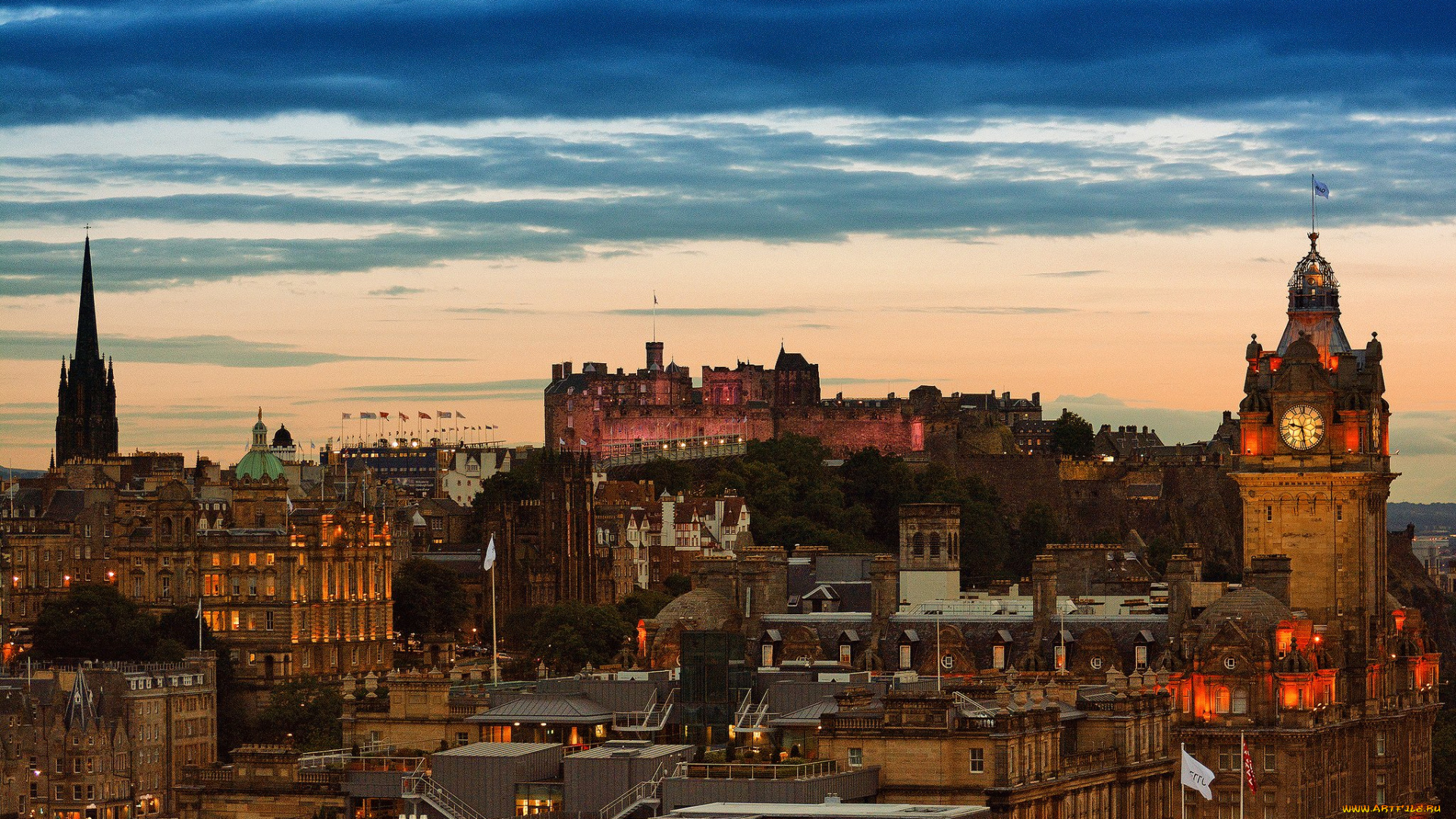 города, эдинбург, , шотландия, панорама