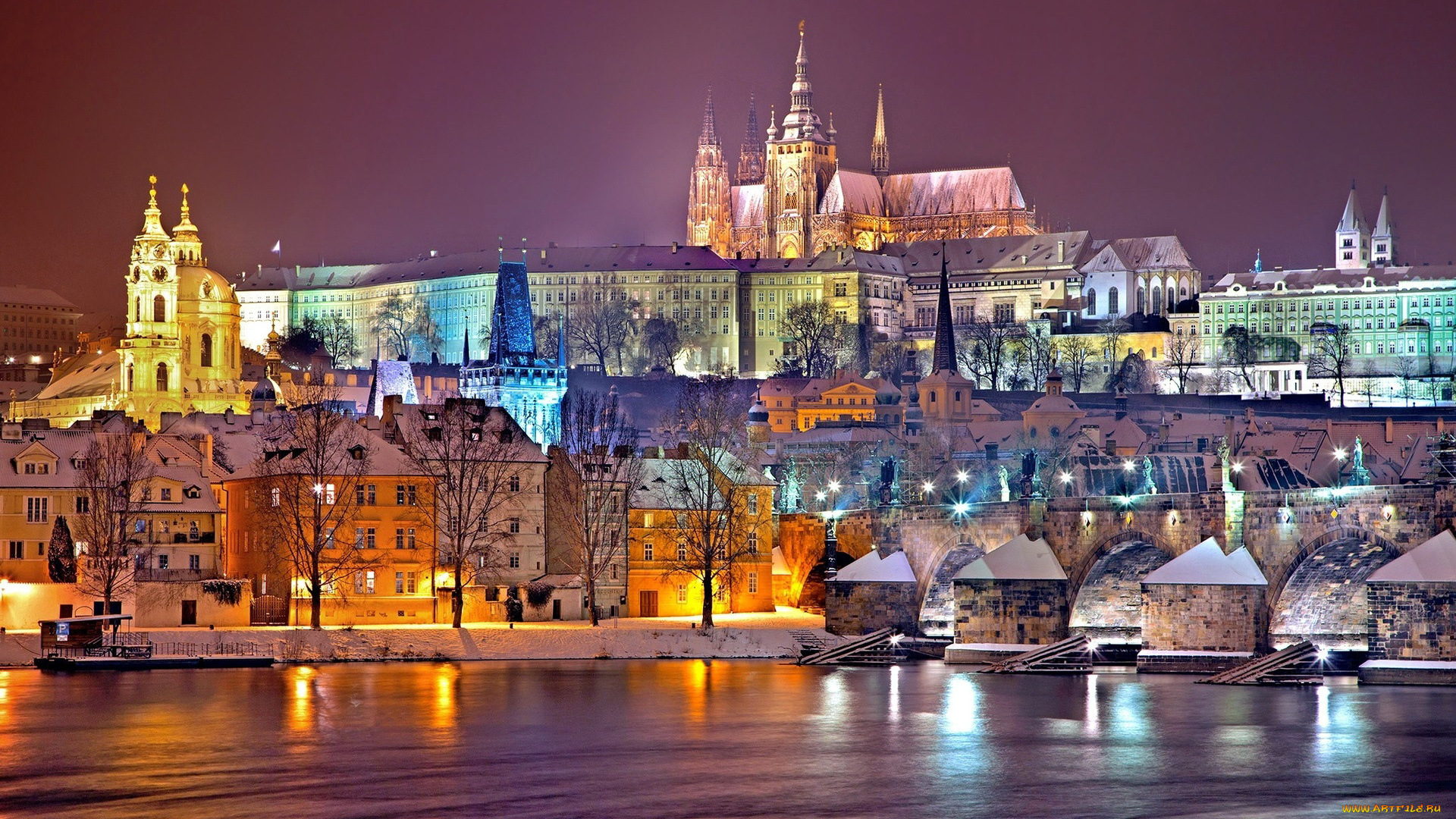 города, прага, , Чехия, река, мост, влтава