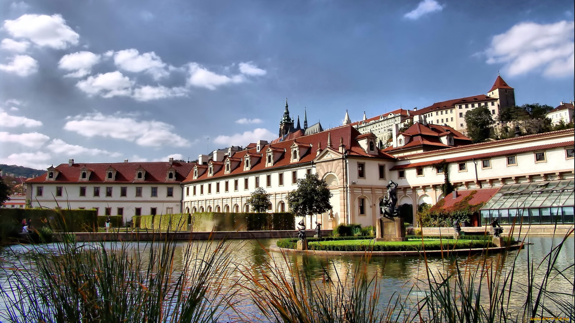 города, прага, , Чехия, здание, водоем