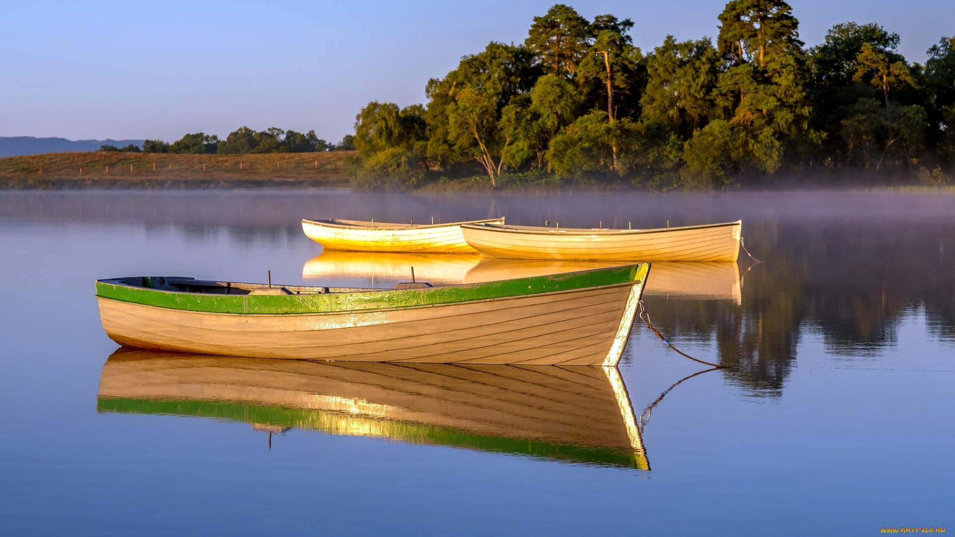 корабли, лодки, , шлюпки, туман, река