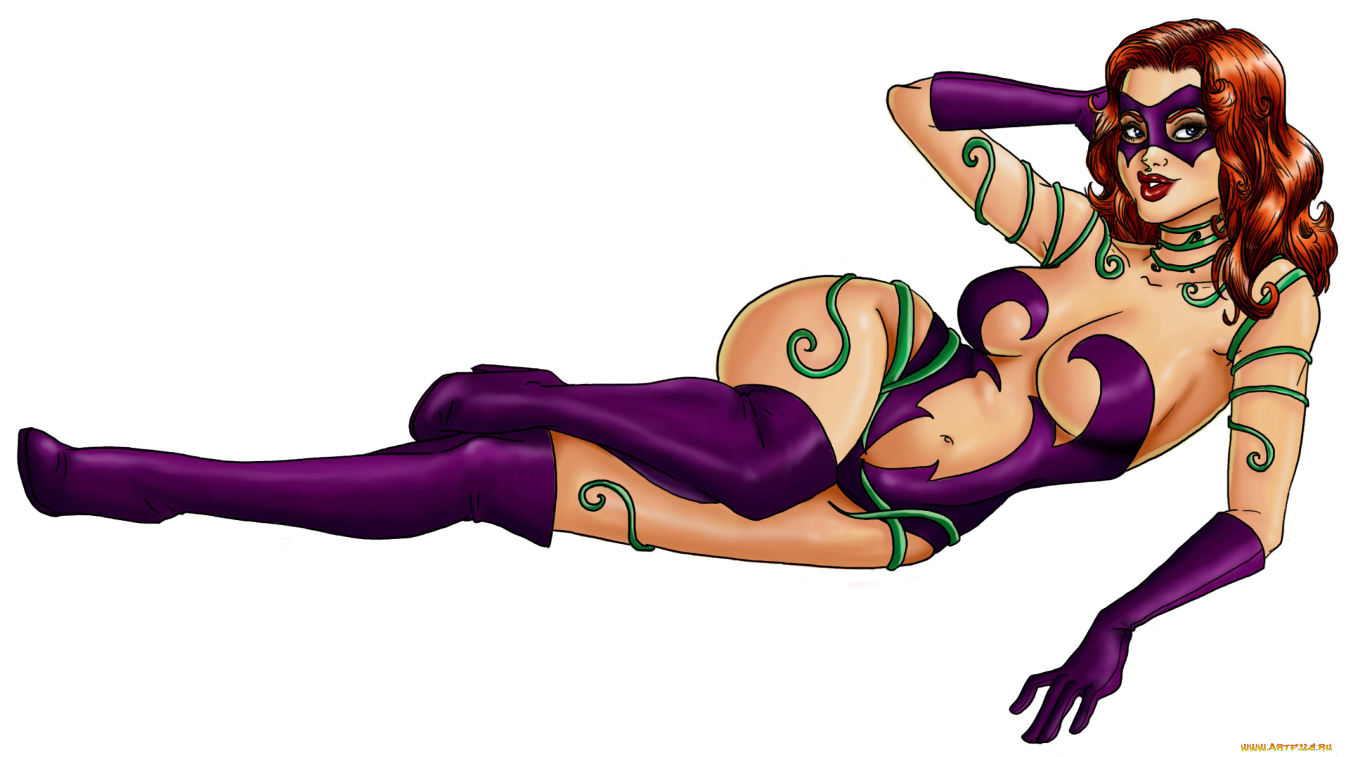 рисованное, комиксы, фон, девушка, взгляд, маска