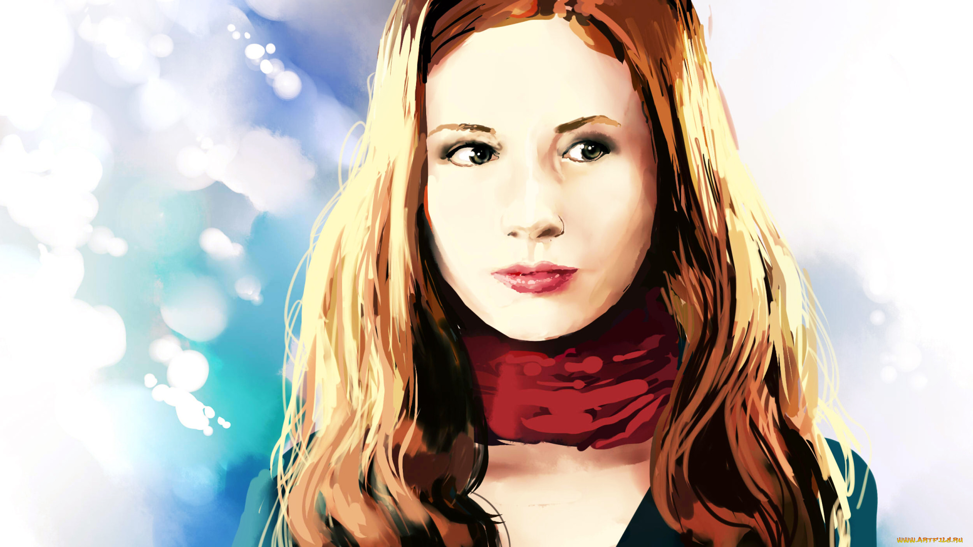 рисованное, люди, взгляд, фон, девушка