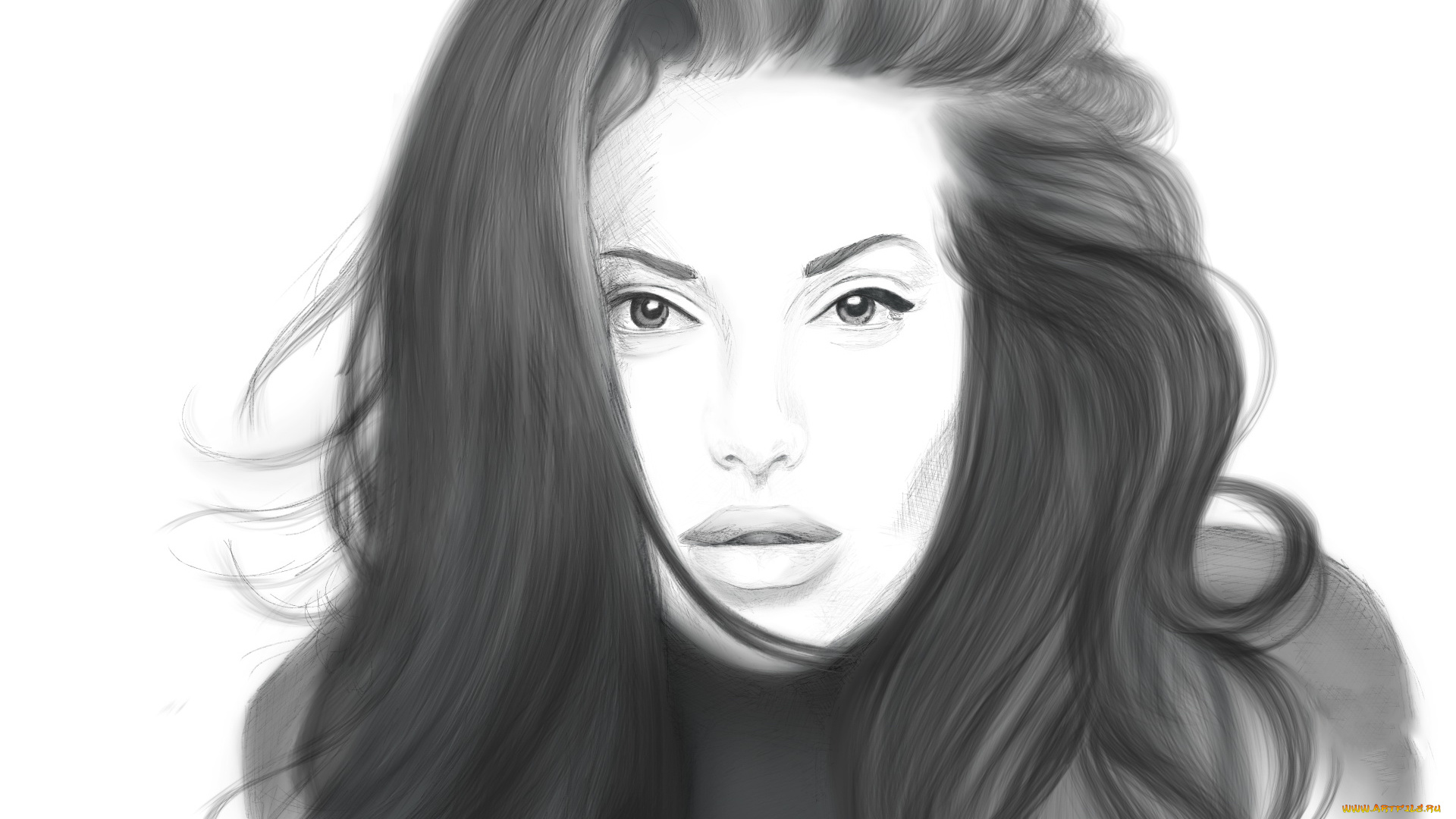 рисованное, люди, взгляд, фон, девушка