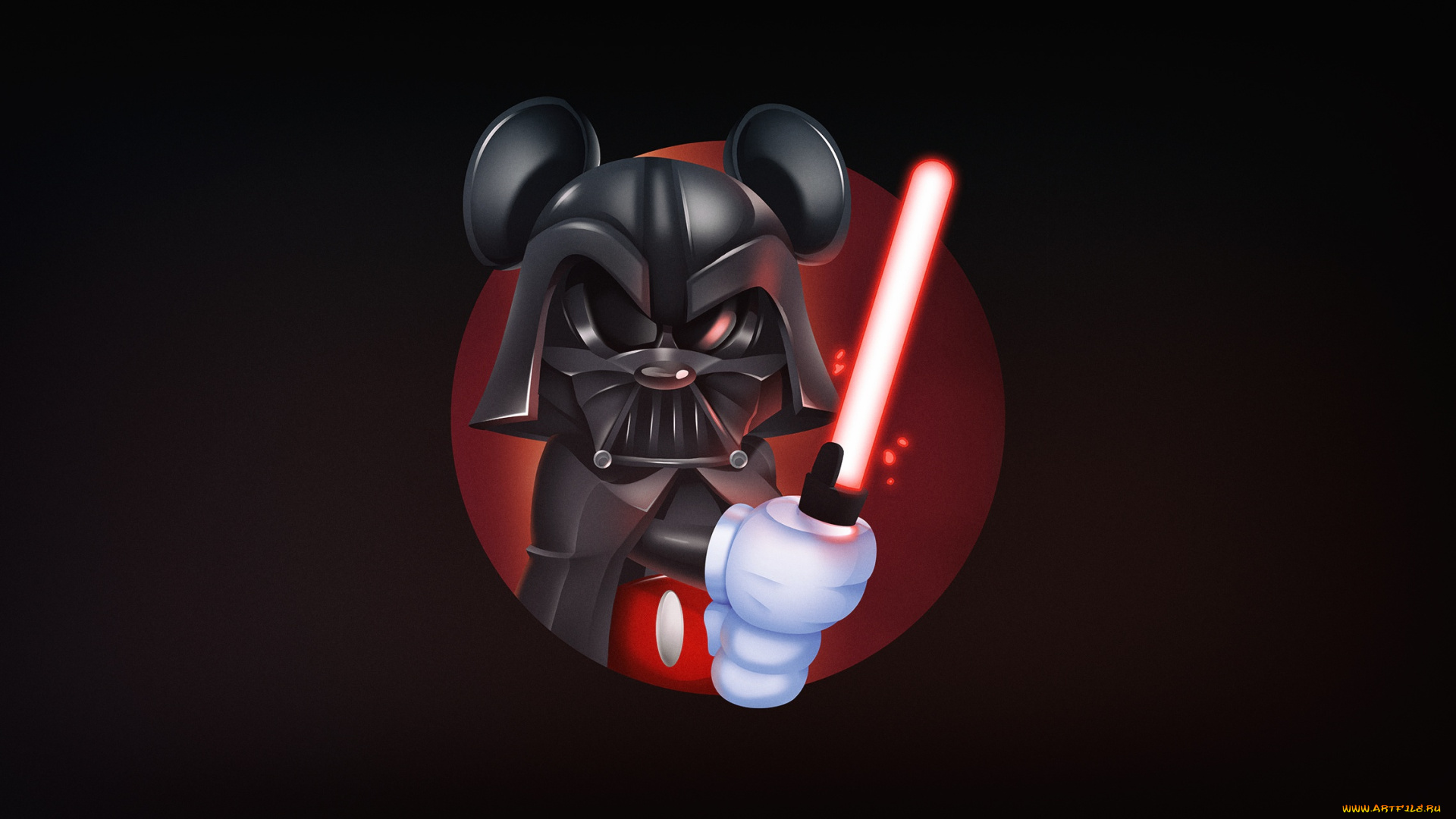 рисованное, минимализм, illustration, mickey, vader, mouse, darth, by, harvey, lanot, mickeyvader, dark, side