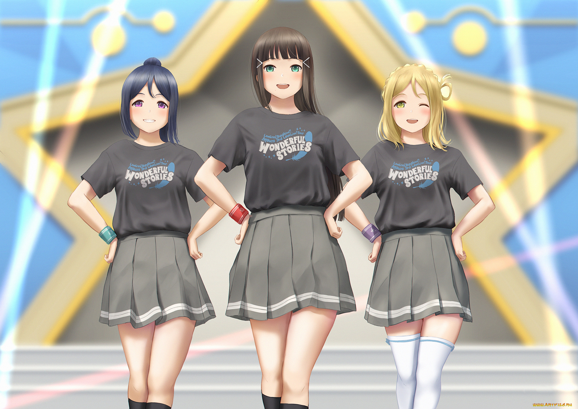 аниме, love, live, , school, idol, project, взгляд, фон, девушки