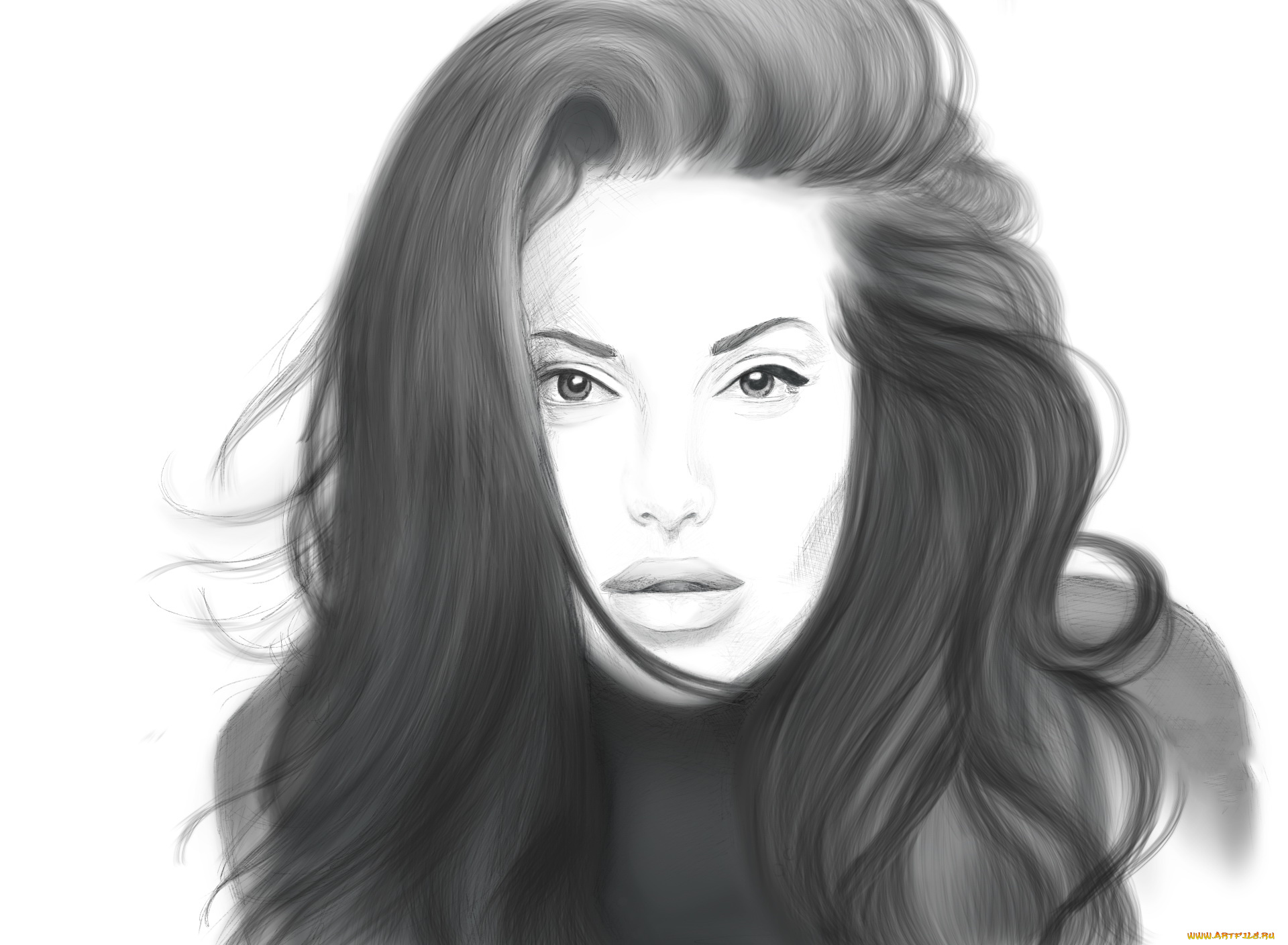 рисованное, люди, взгляд, фон, девушка