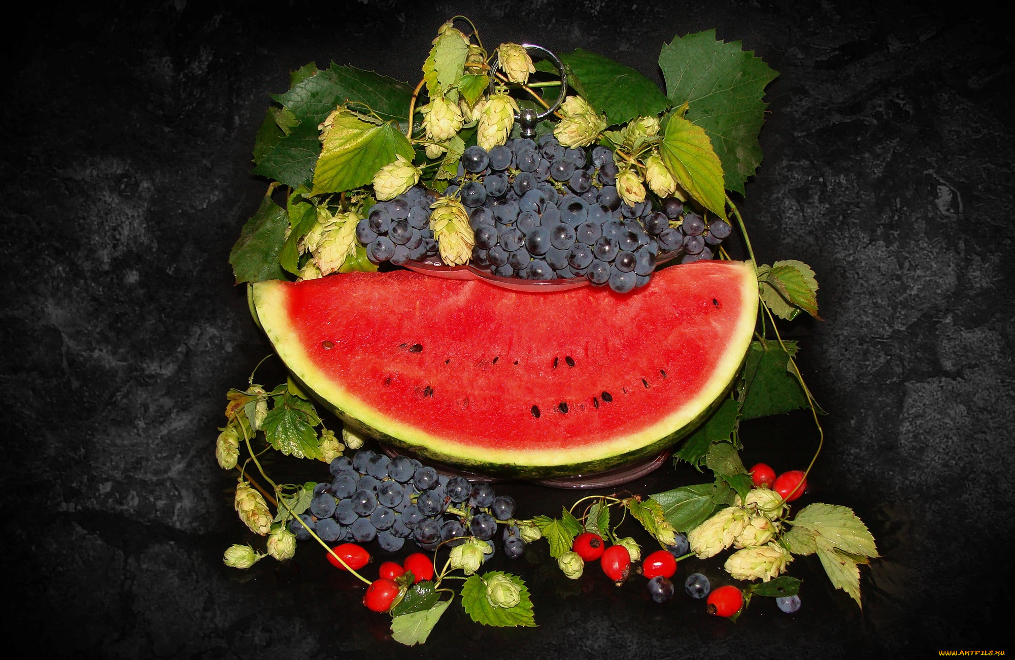 еда, арбуз, beauty, красота, хмель, виноград, китайка, bride, nice, delicate, wedding, красивые, elegantly, bouquet, cool, обои, на, рабочий, стол, harmony, корзинка, фрукты, ваза, beautiful, настроение