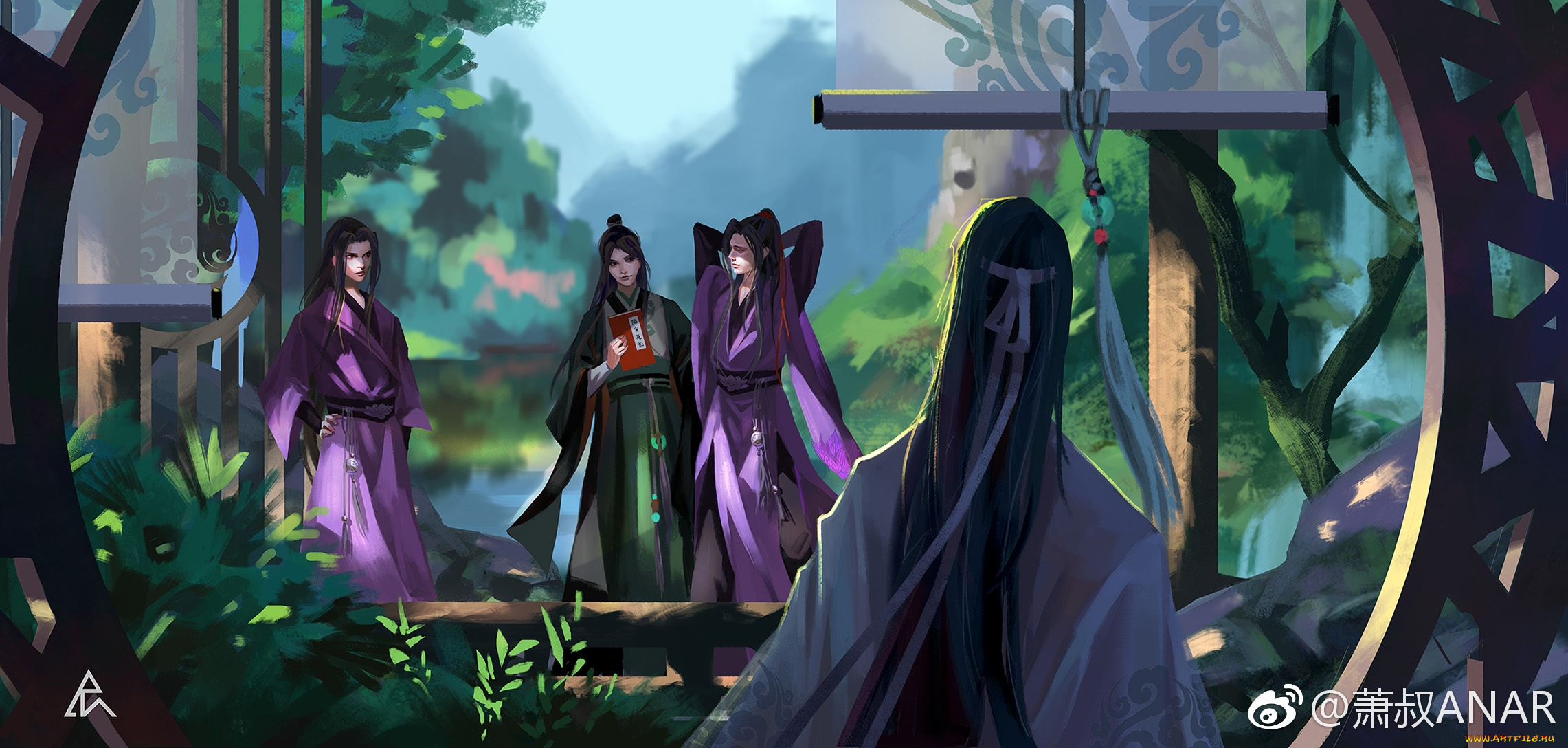 аниме, unknown, , другое, , кимоно, двор, парни