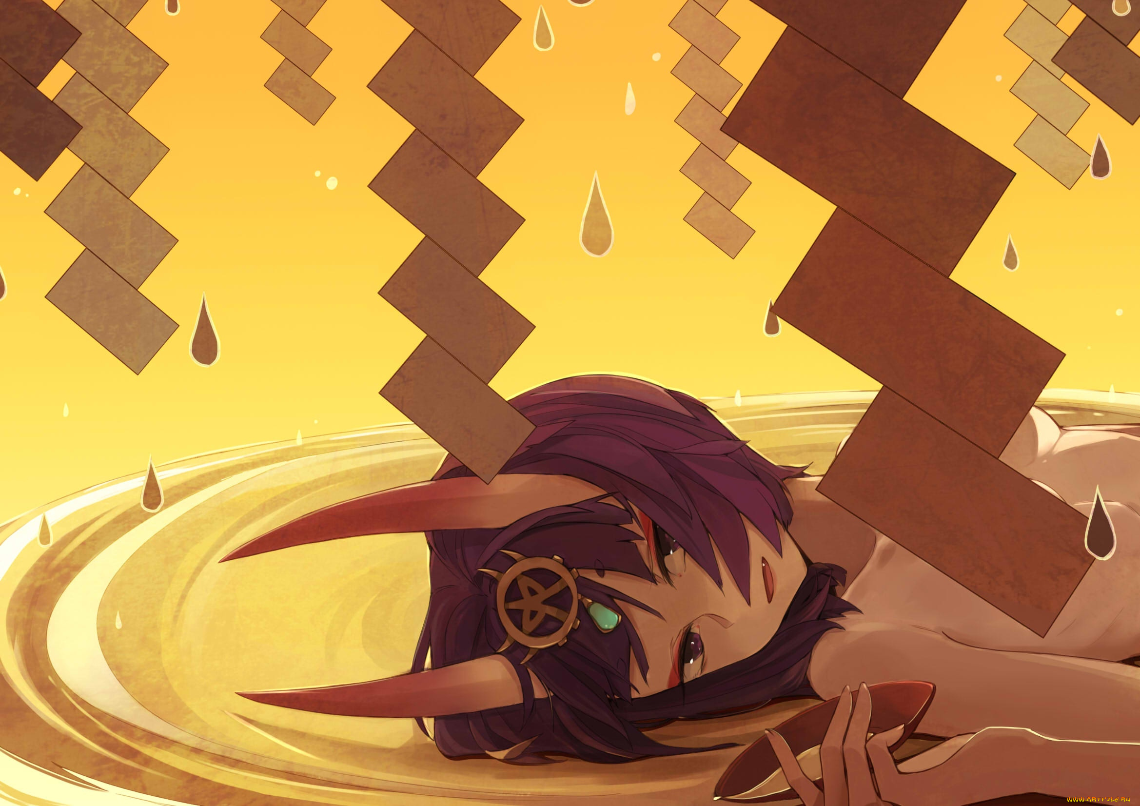 аниме, fate, stay, night, , grand, order, , apocrypha, рога, капли, девушка