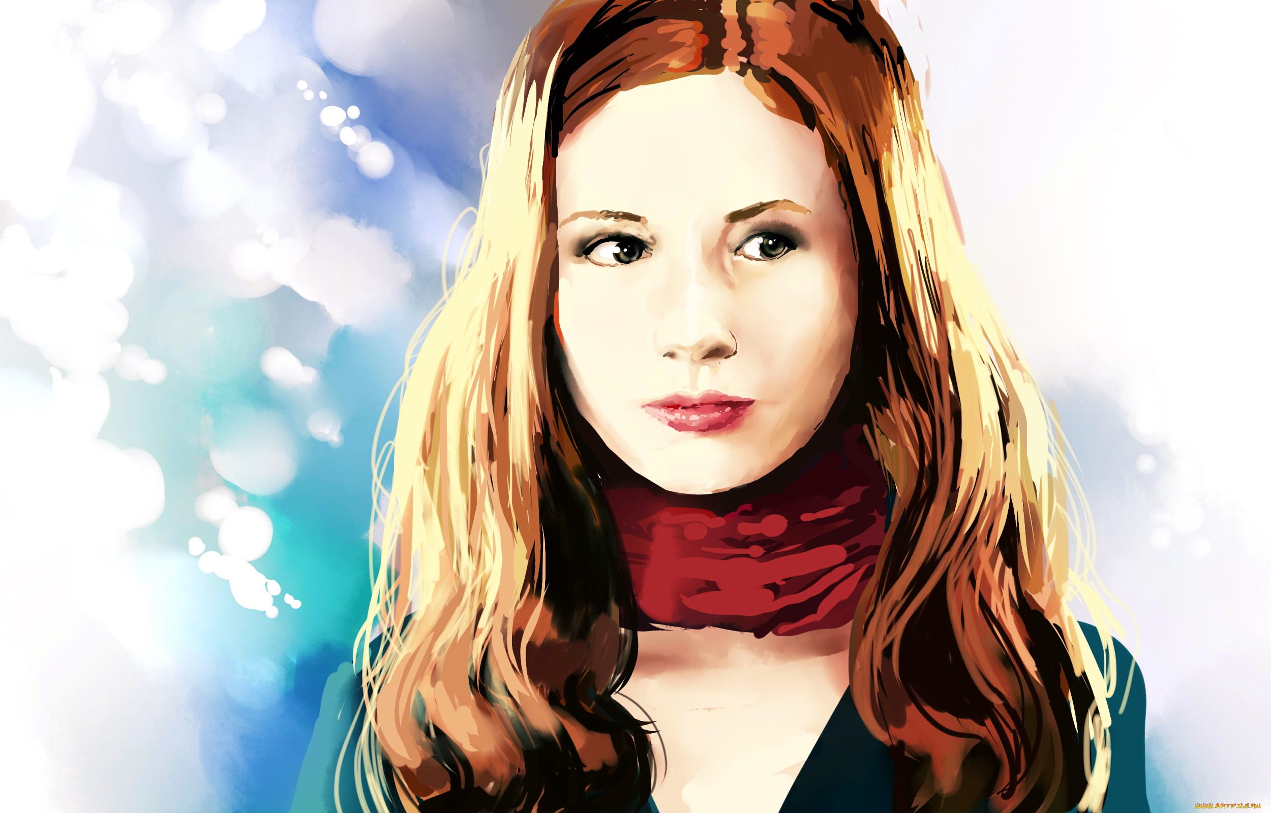 рисованное, люди, взгляд, фон, девушка