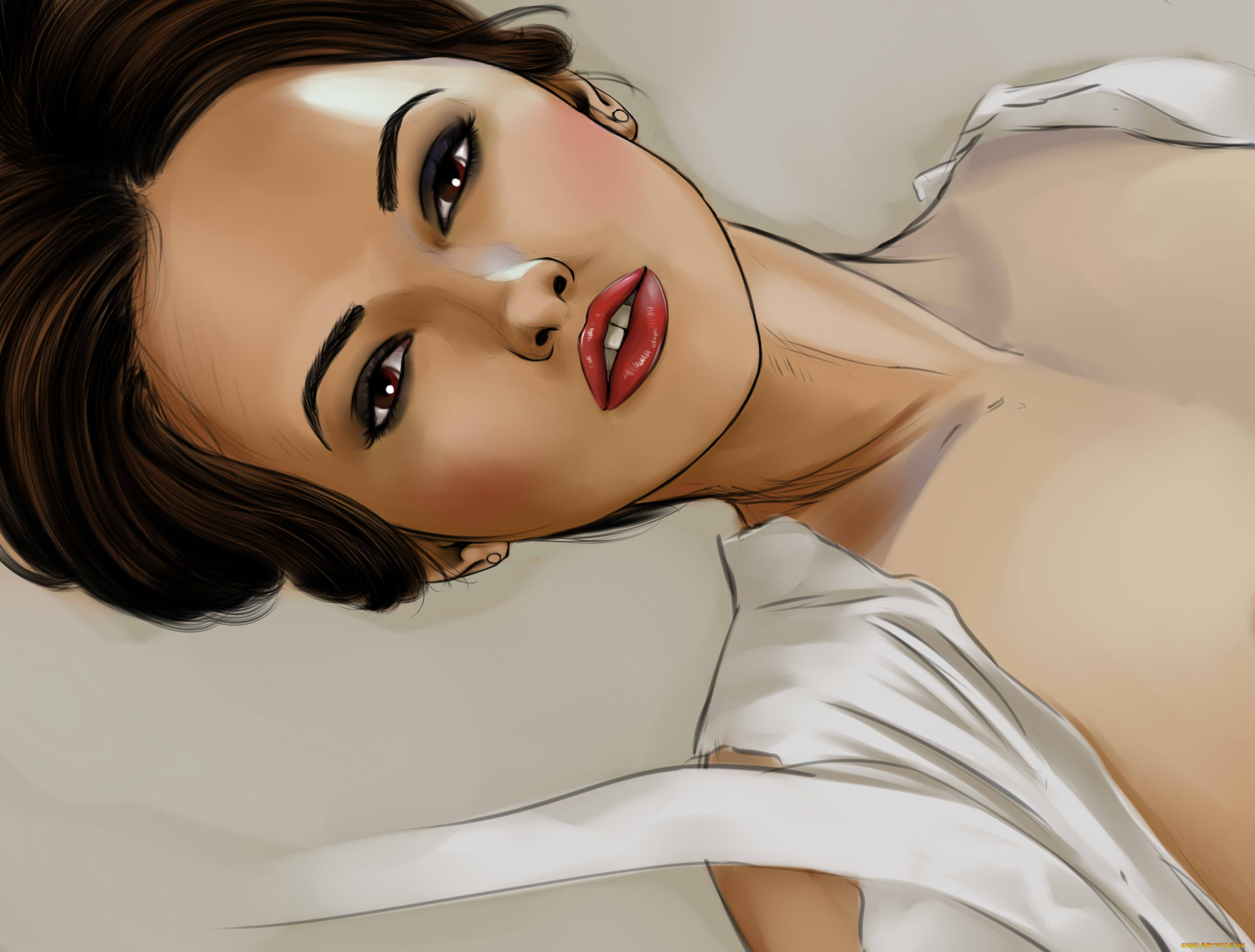 рисованное, люди, взгляд, девушка, фон