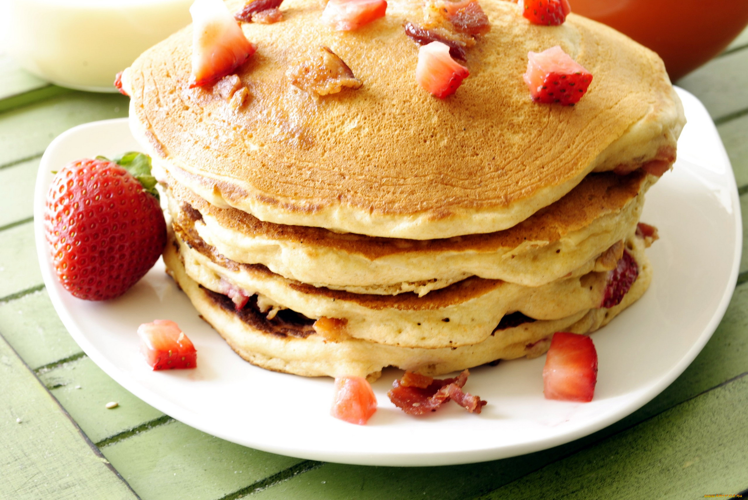 еда, блины, , оладьи, оладьи, ягоды