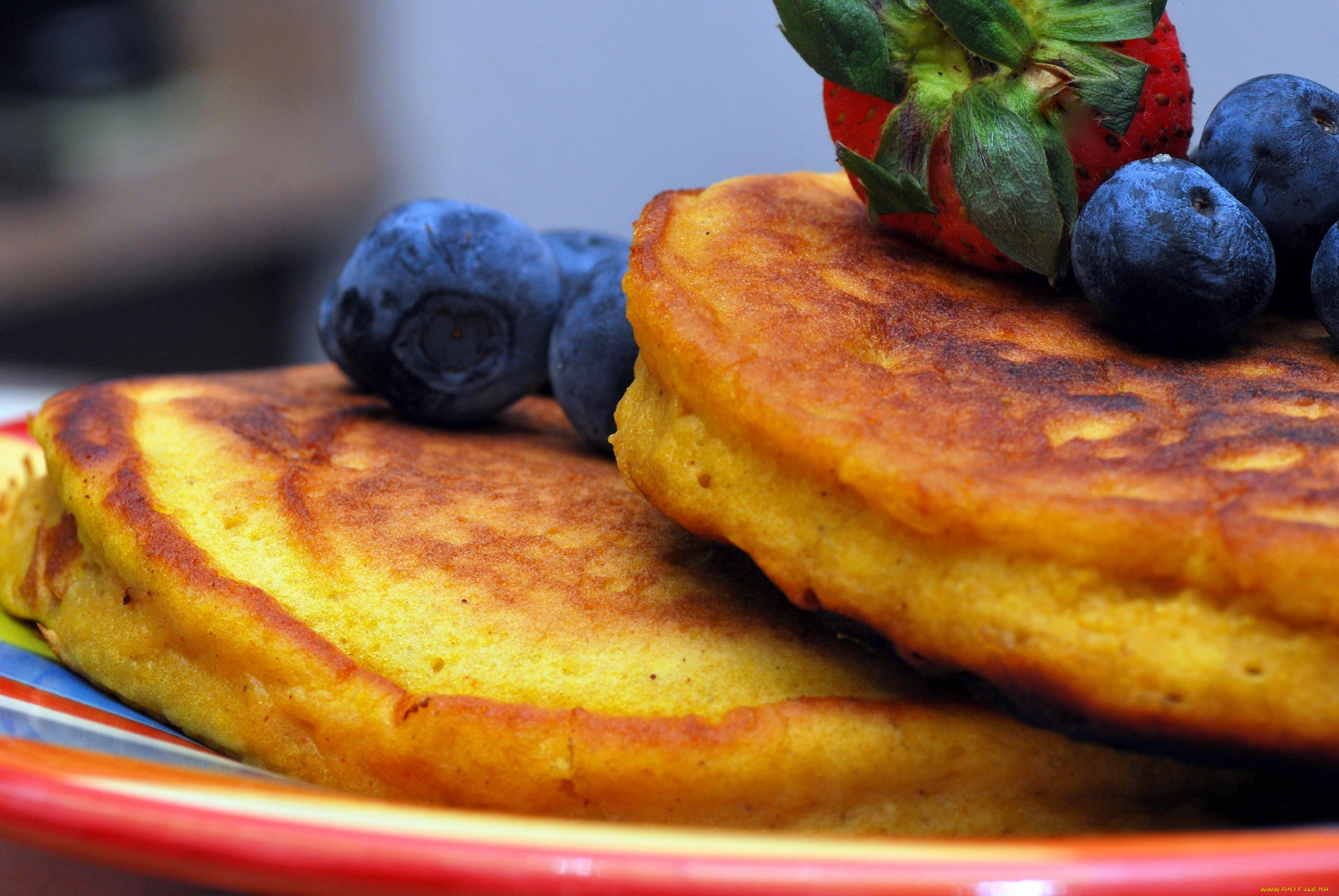 еда, блины, , оладьи, ягоды, оладьи