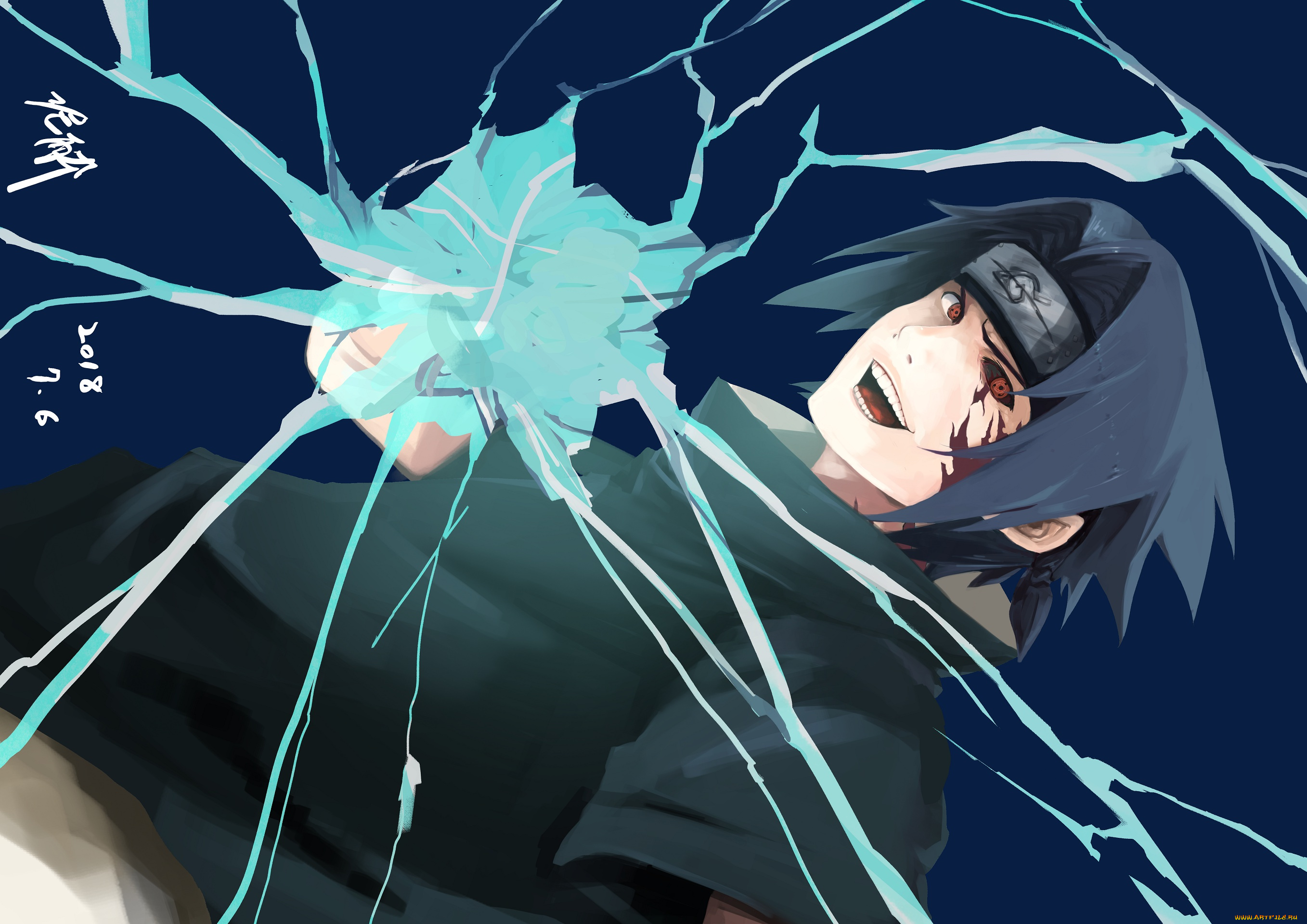 аниме, naruto, чидори, учиха, шаринган, саске