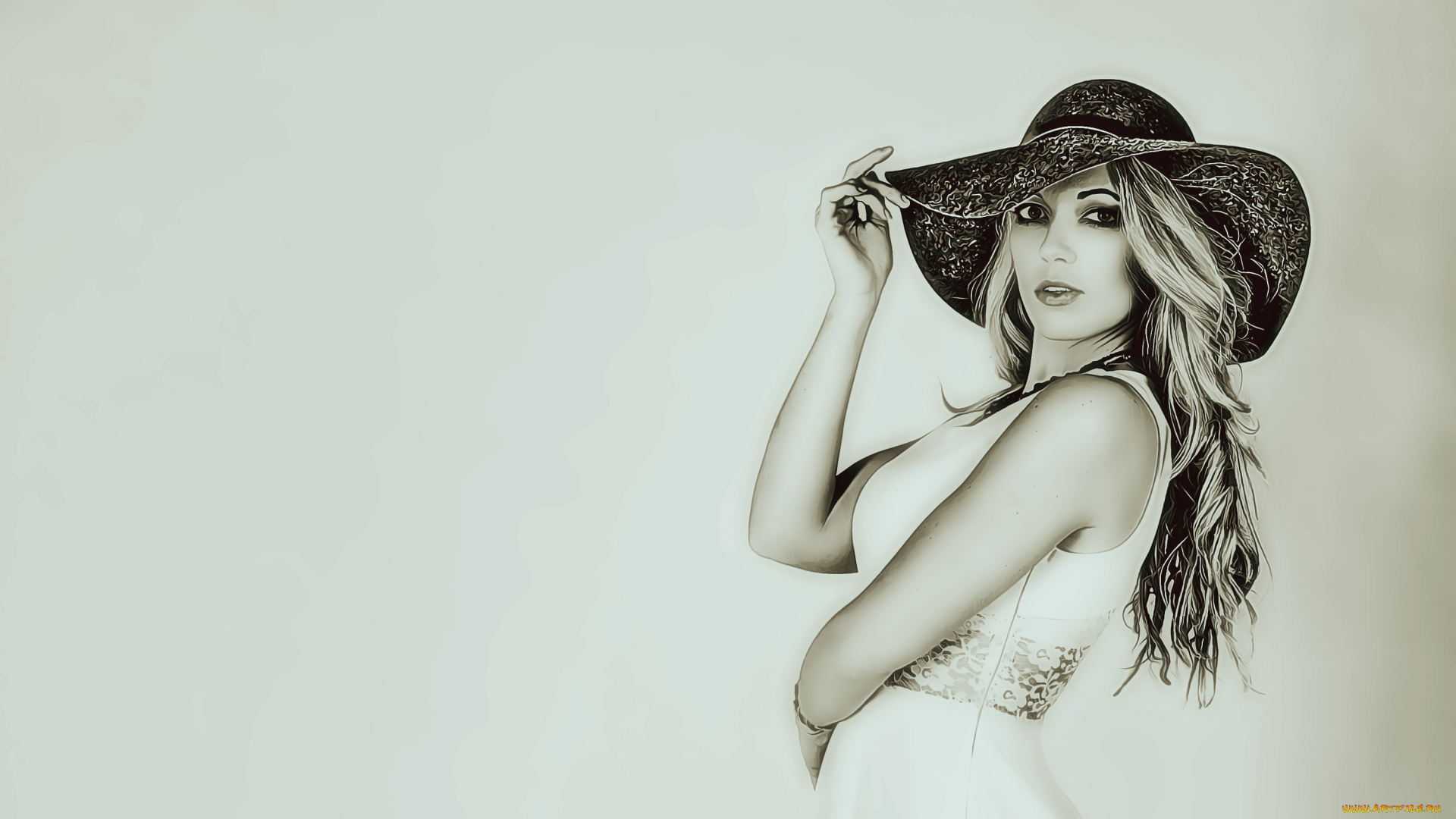 календари, компьютерный, дизайн, calendar, женщина, 2019, девушка, взгляд, шляпа