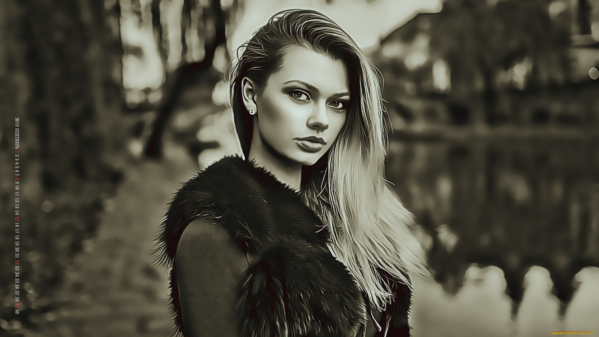 календари, компьютерный, дизайн, calendar, женщина, взгляд, девушка, водоем, 2019