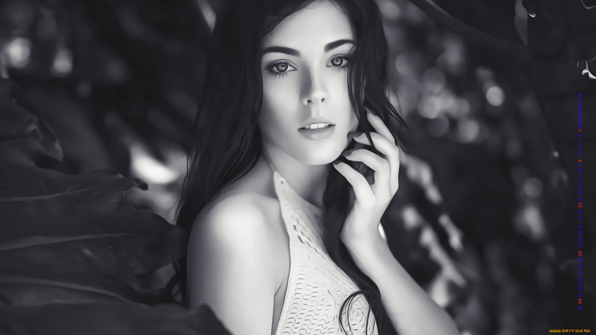 календари, компьютерный, дизайн, растение, 2019, calendar, женщина, взгляд, девушка