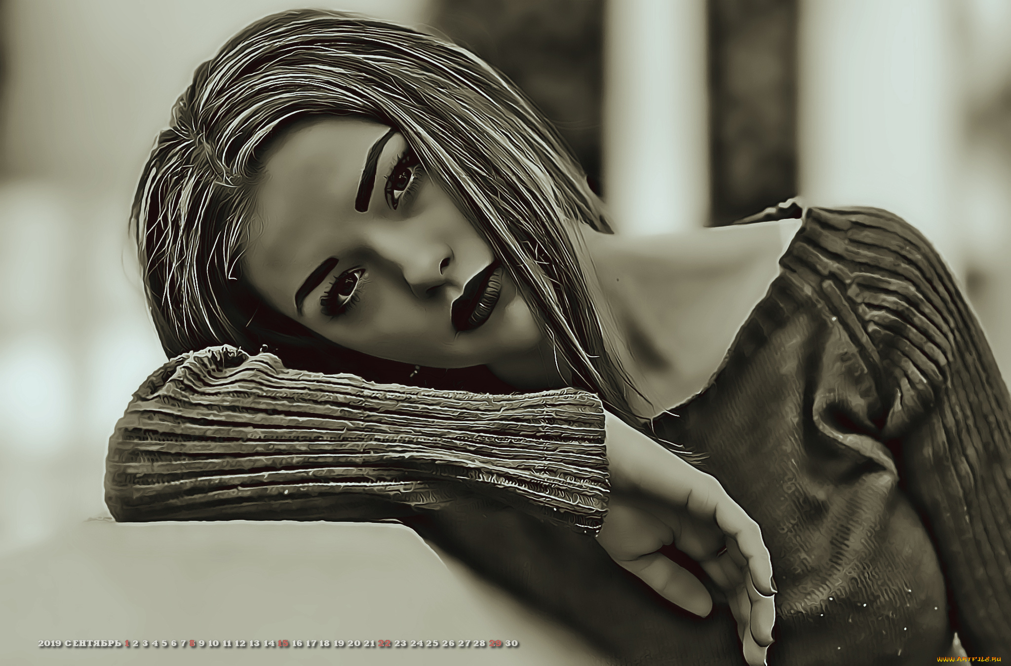 календари, компьютерный, дизайн, 2019, calendar, женщина, девушка, взгляд