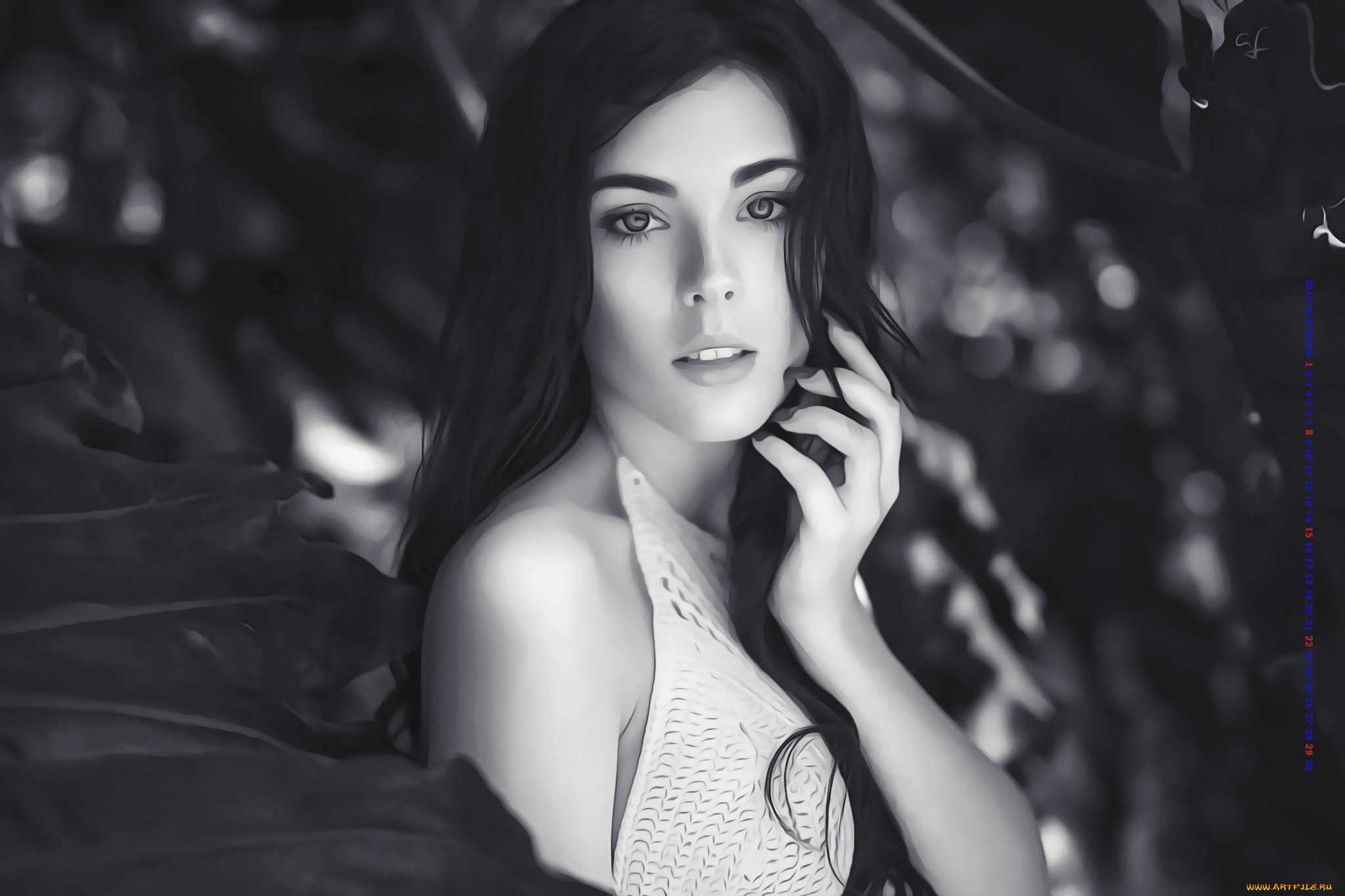 календари, компьютерный, дизайн, растение, 2019, calendar, женщина, взгляд, девушка