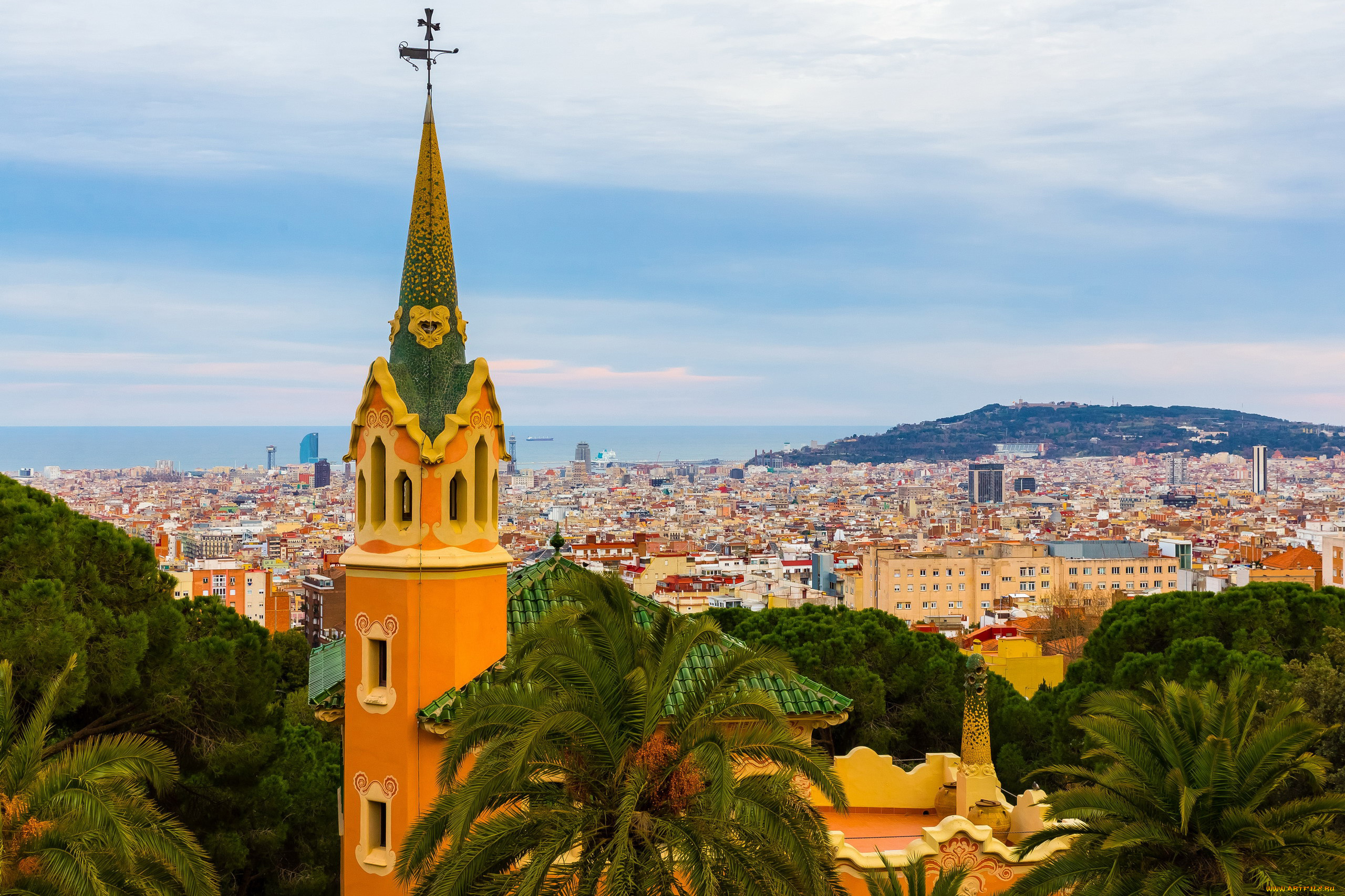 города, барселона, , испания, панорама