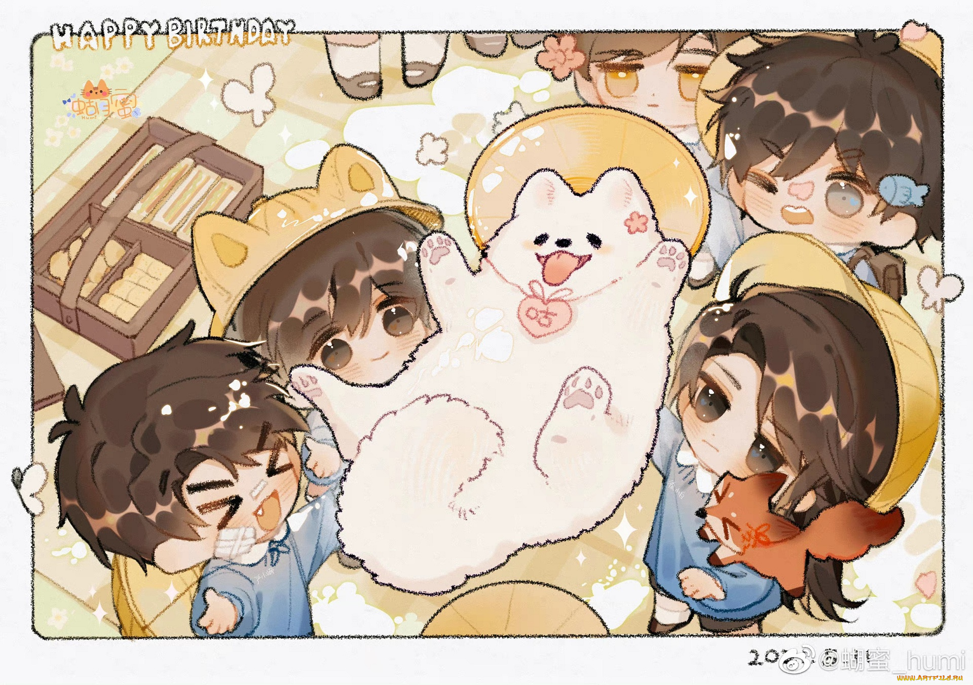 аниме, животные, , существа, собака, чиби, малыши