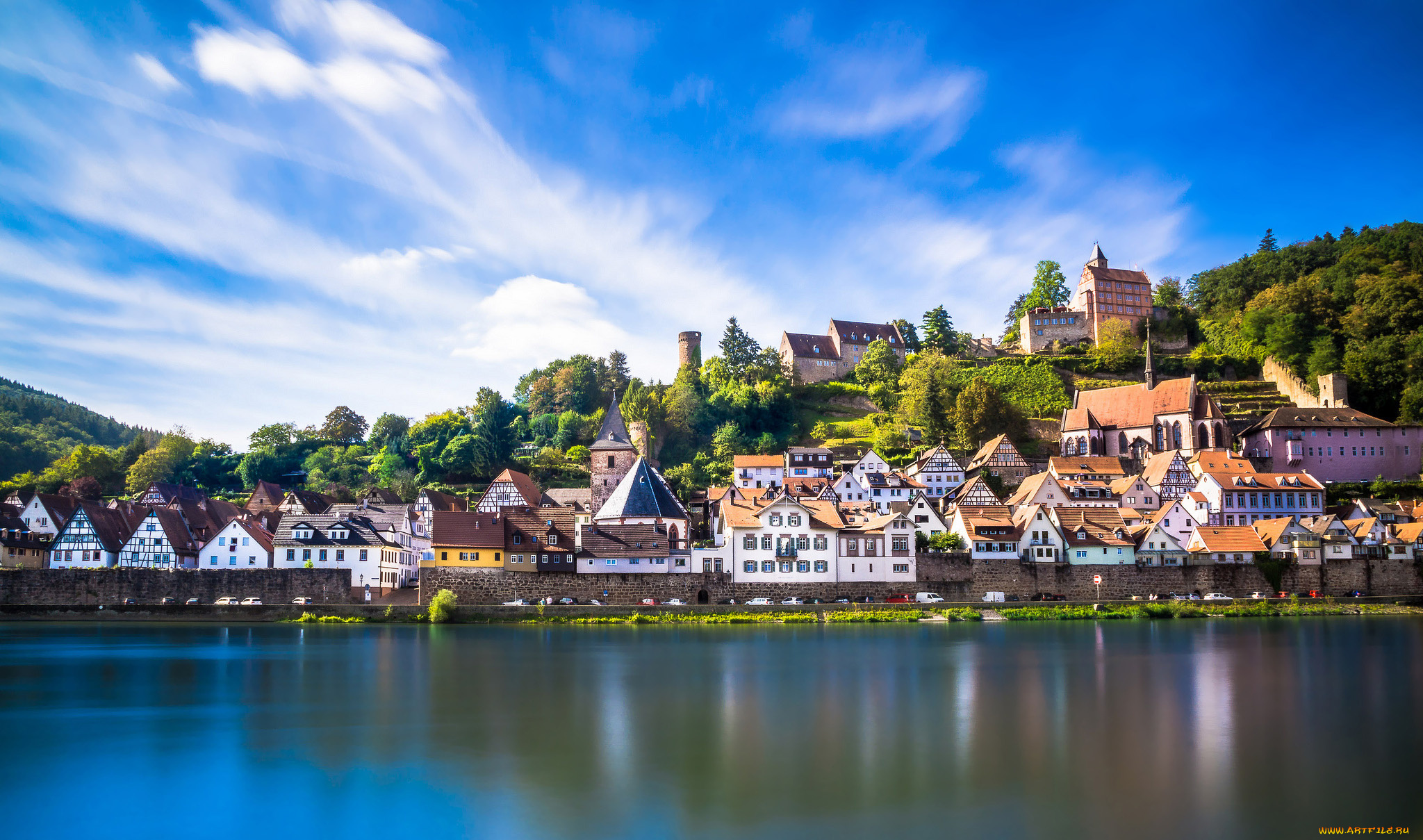 hirschhorn, germany, города, -, панорамы