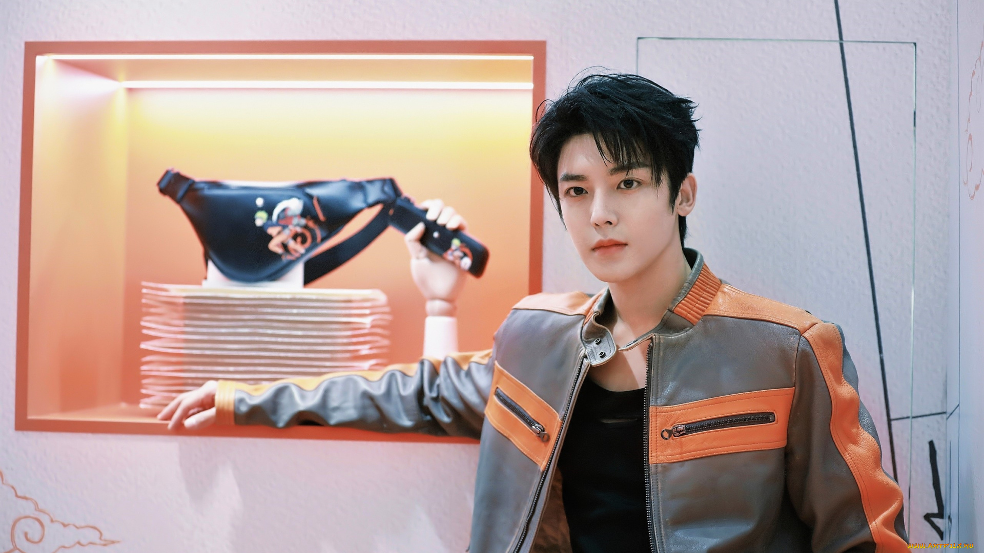 мужчины, hou, ming, hao, актер, куртка, реклама