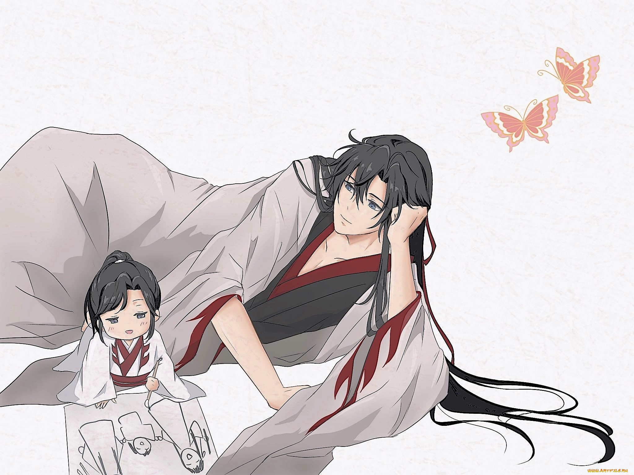 аниме, mo, dao, zu, shi, вэй, усянь, а-юань, бабочки