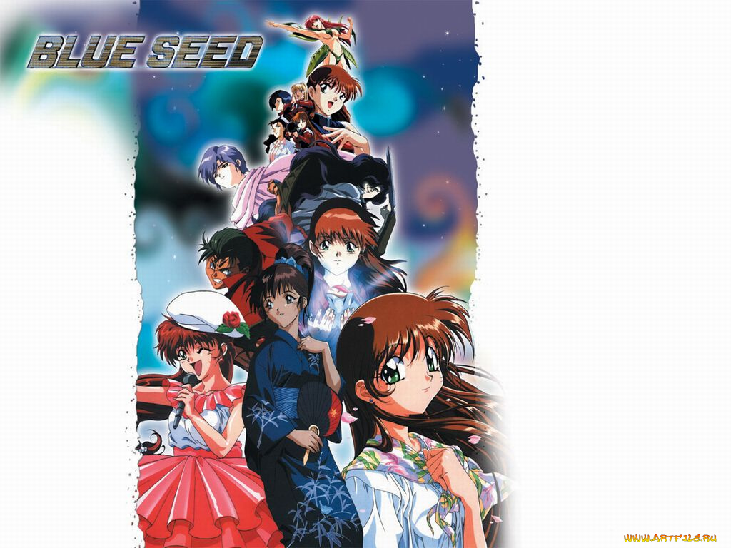аниме, blue, seed