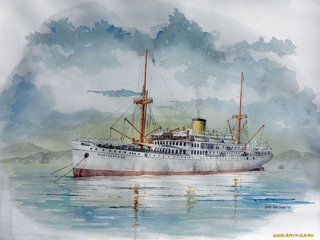 корабли, рисованные