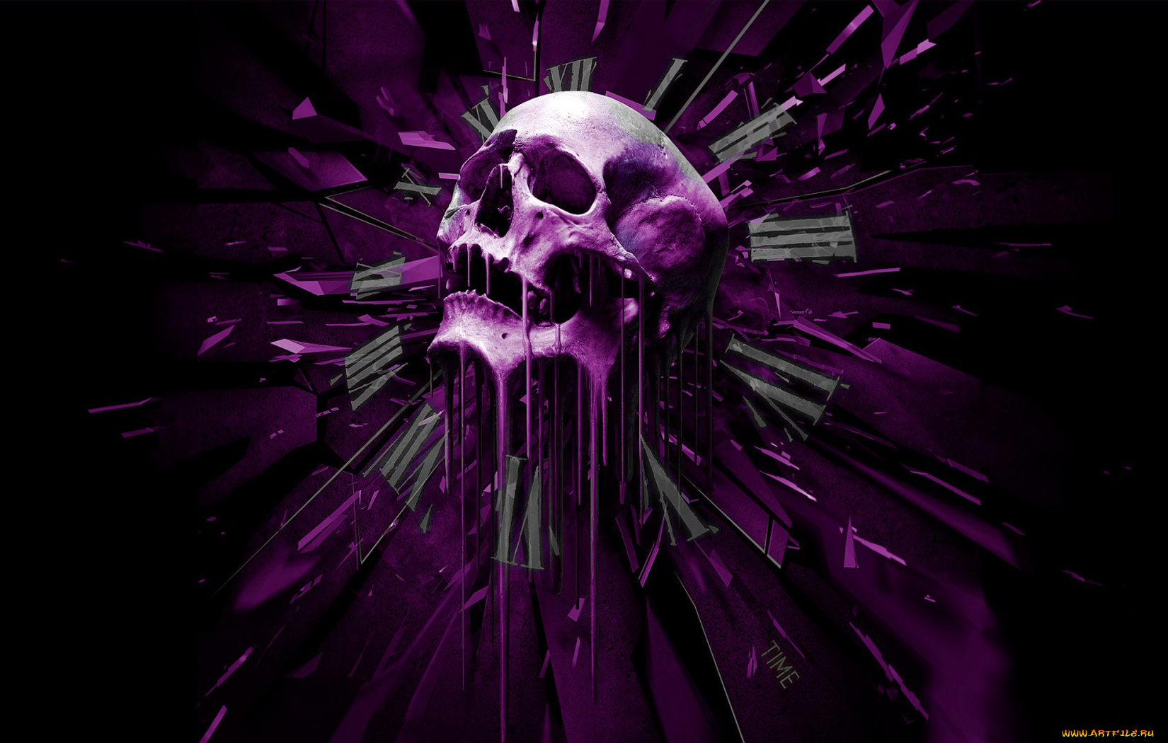 3д, графика, horror, ужас, тёмный, череп, сиреневый, сасы