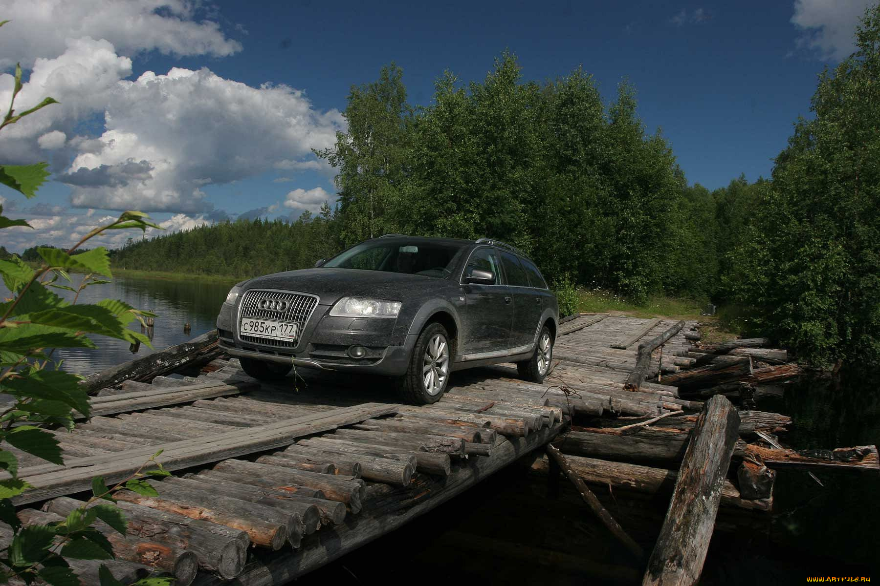 автомобили, audi, бревна, мост