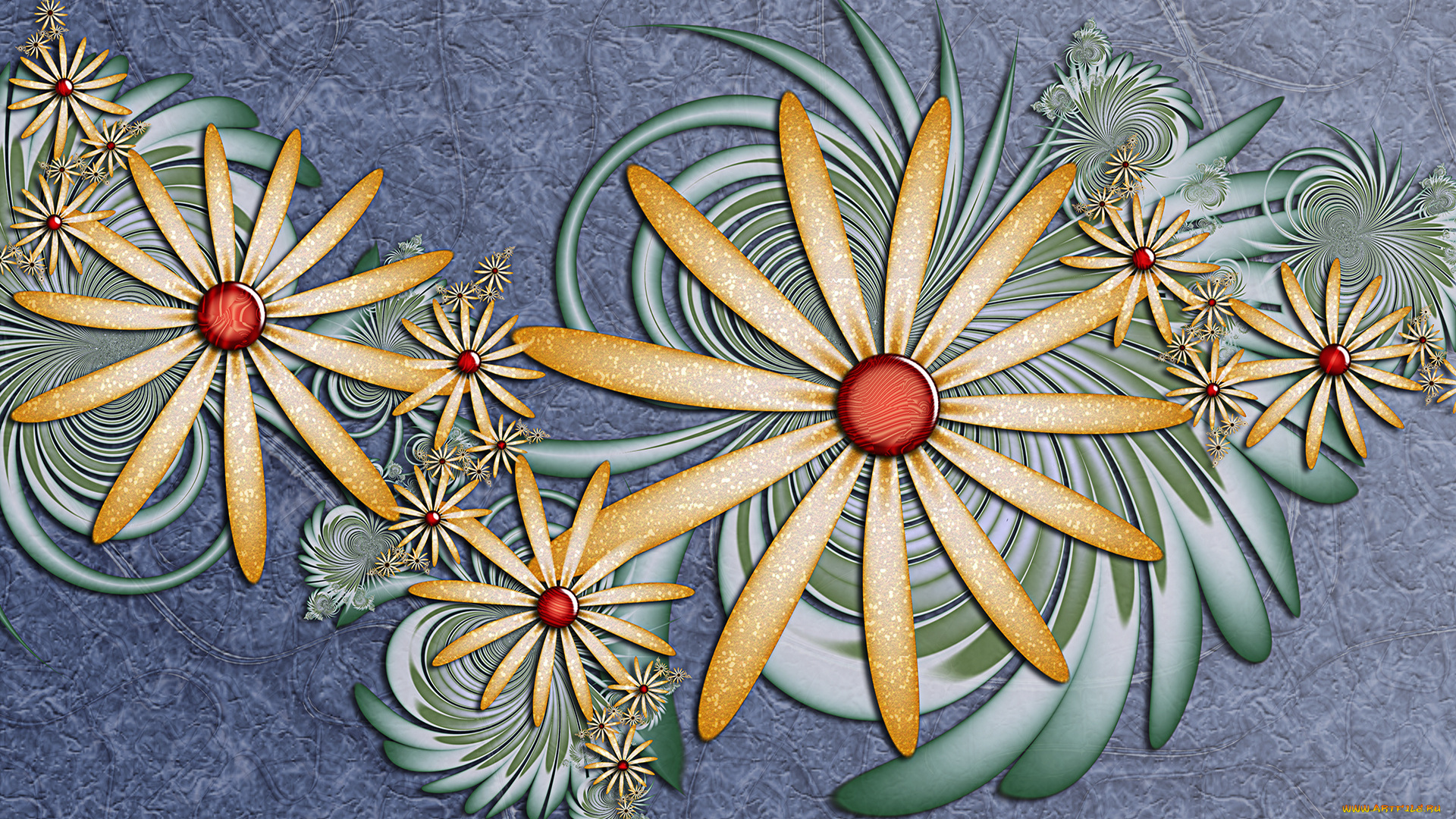 3д, графика, flowers, цветы, узор, цветок