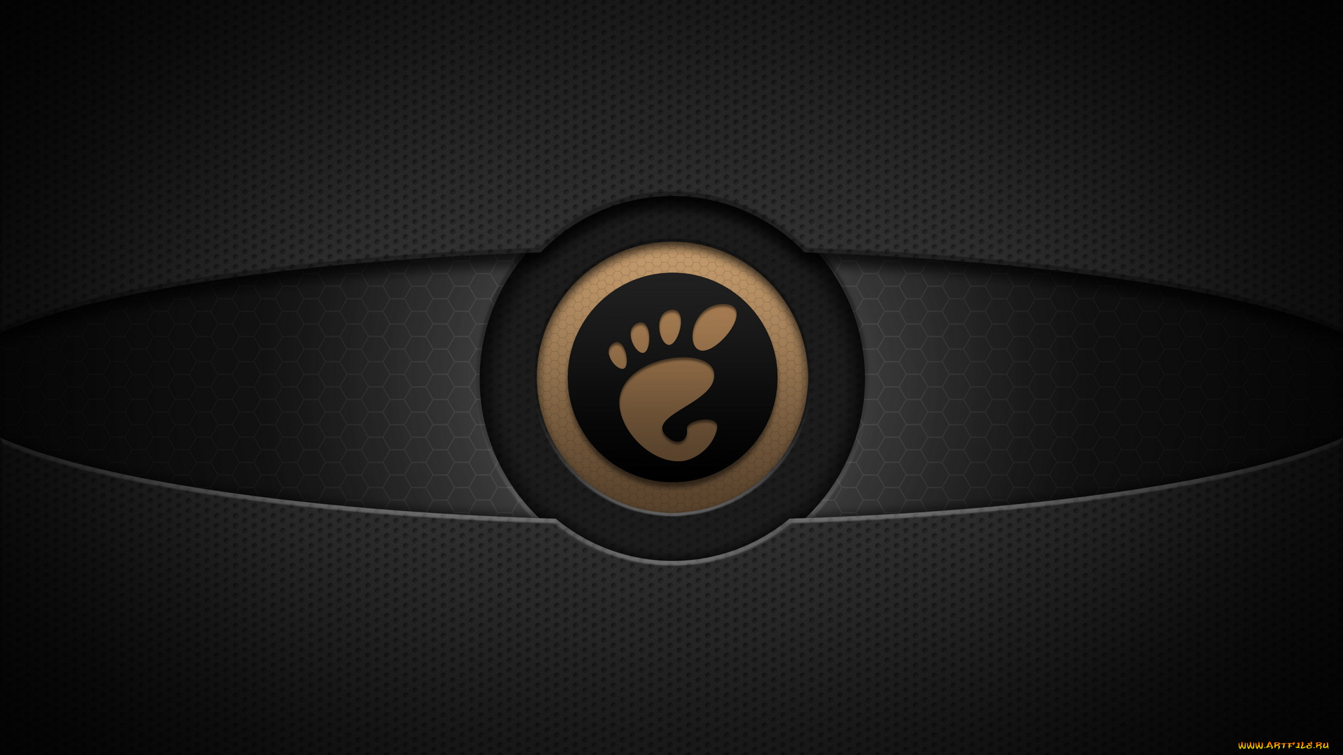 компьютеры, gnome, логотип, фон, тёмный, круг, сетка