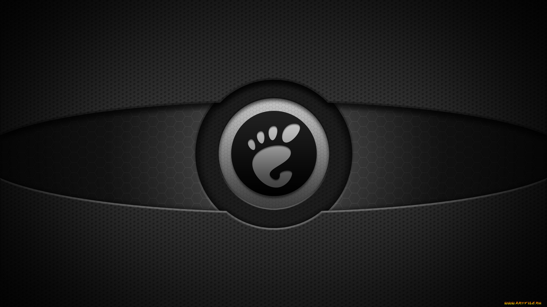 компьютеры, gnome, логотип, сетка, тёмный, круг, фон