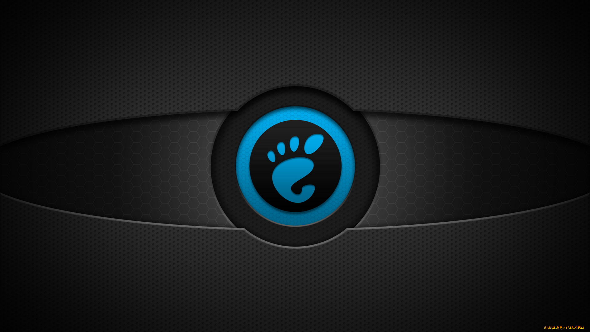 компьютеры, gnome, сетка, круг, логотип, фон, тёмный