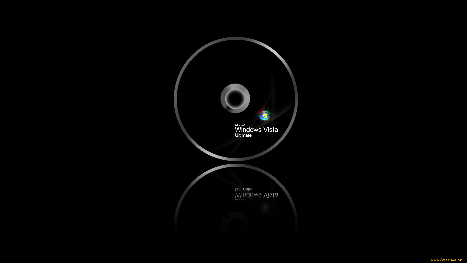 компьютеры, windows, vista, longhorn, диск, отражения, тёмный