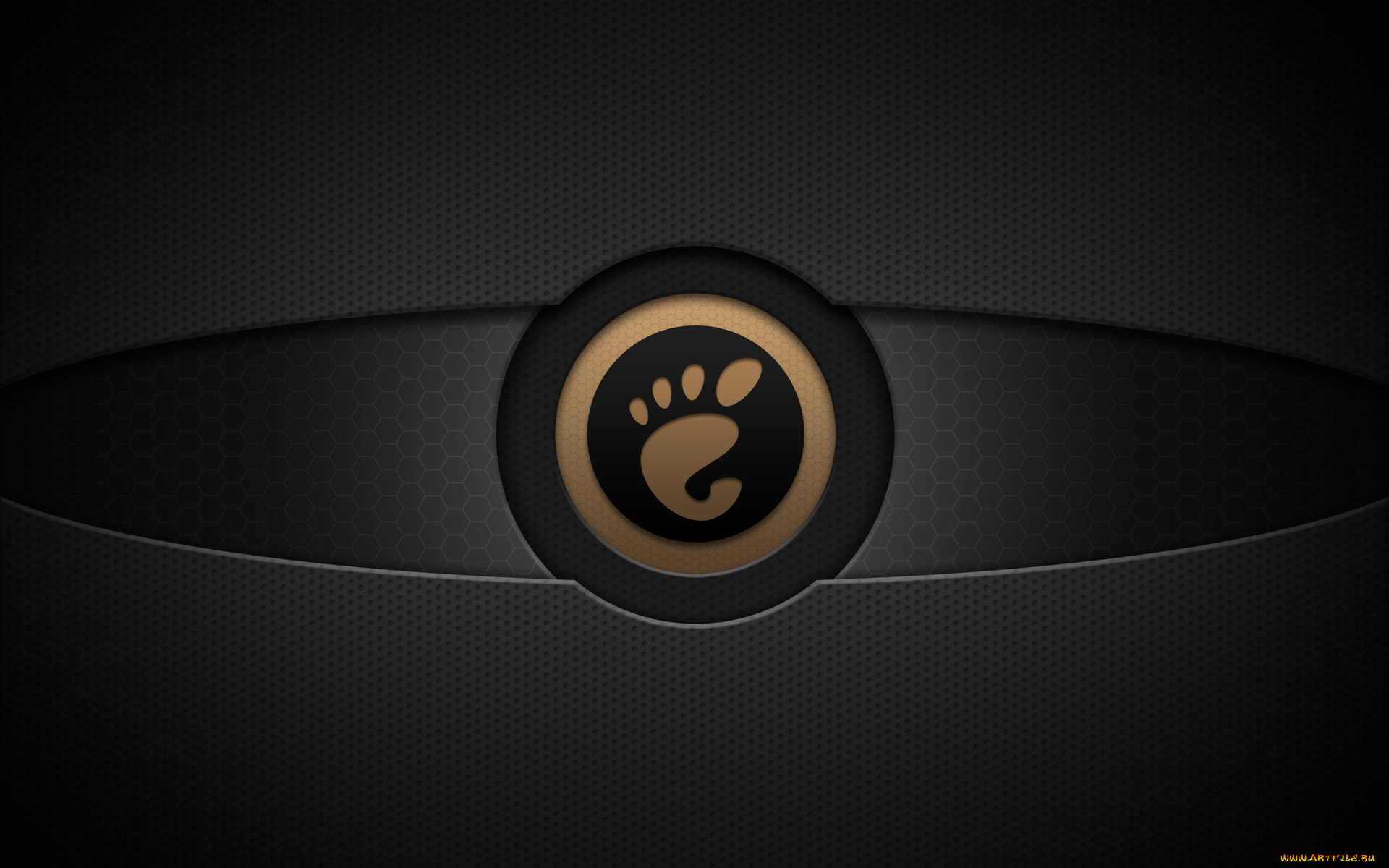 компьютеры, gnome, логотип, фон, тёмный, круг, сетка