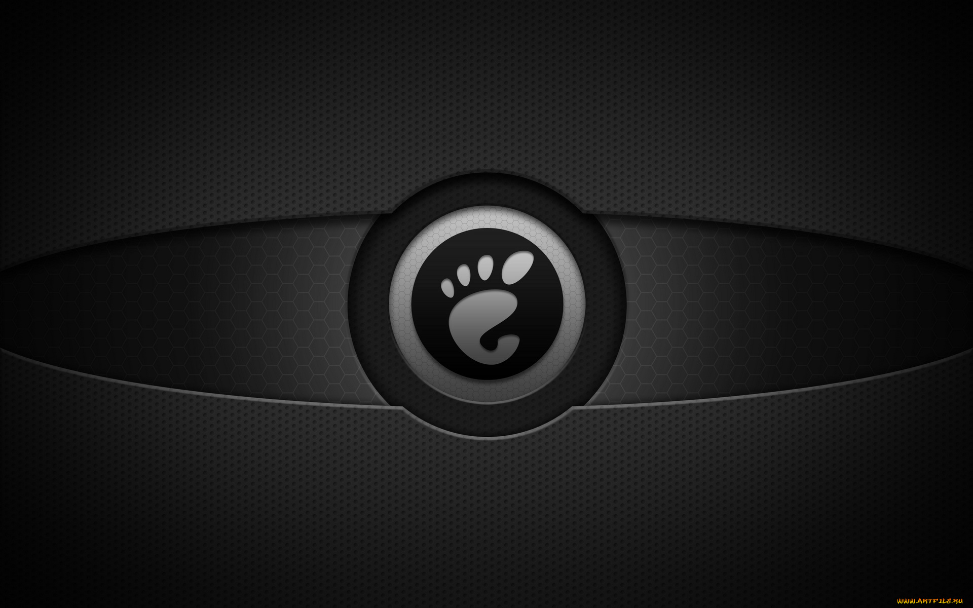 компьютеры, gnome, логотип, сетка, тёмный, круг, фон