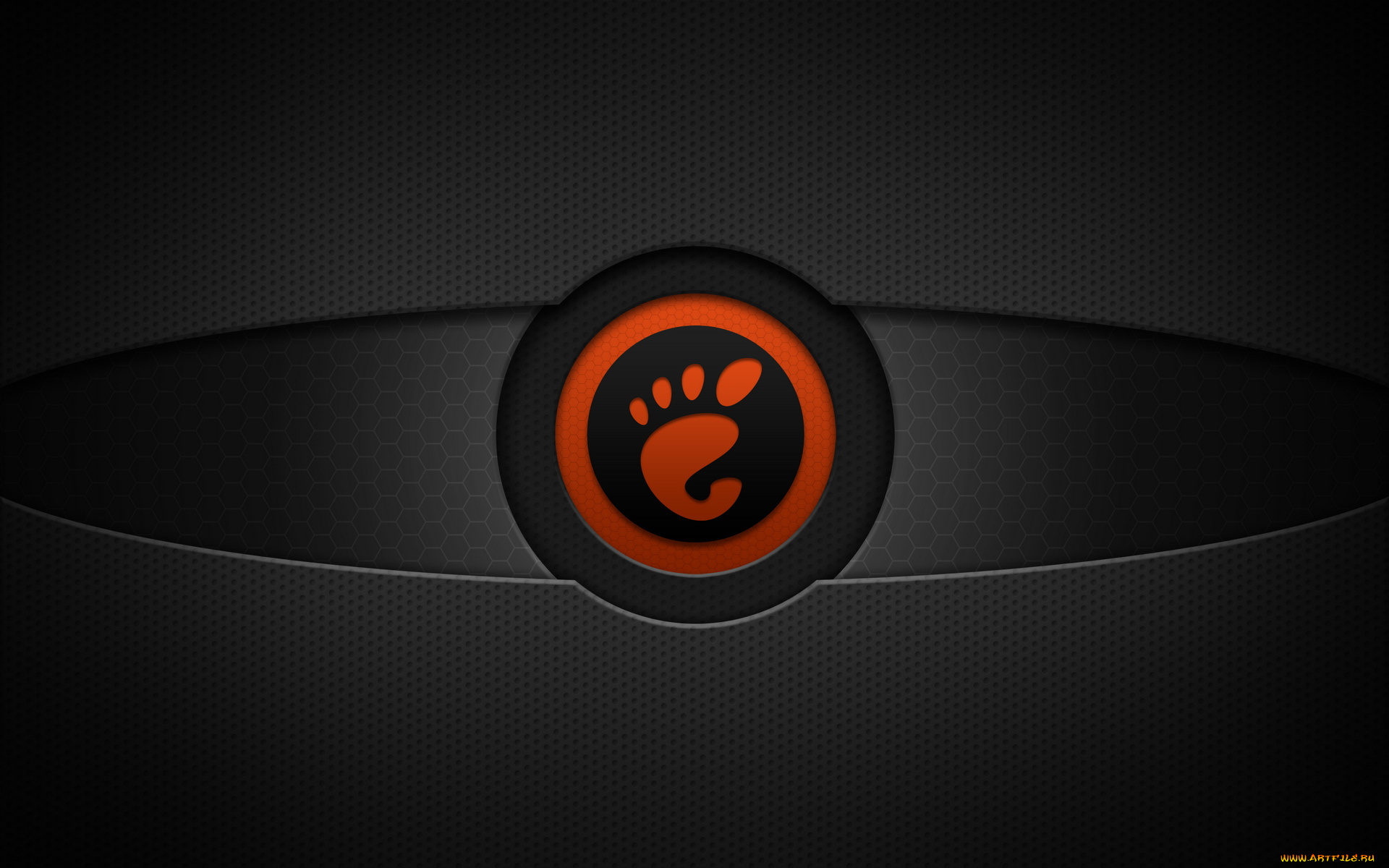 компьютеры, gnome, логотип, тёмный, круг, сетка, фон