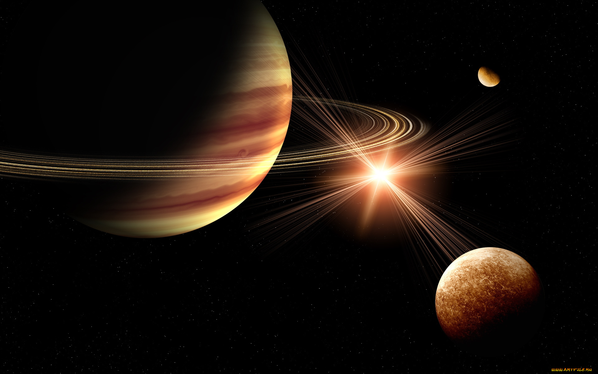 космос, арт, планеты, звёзды