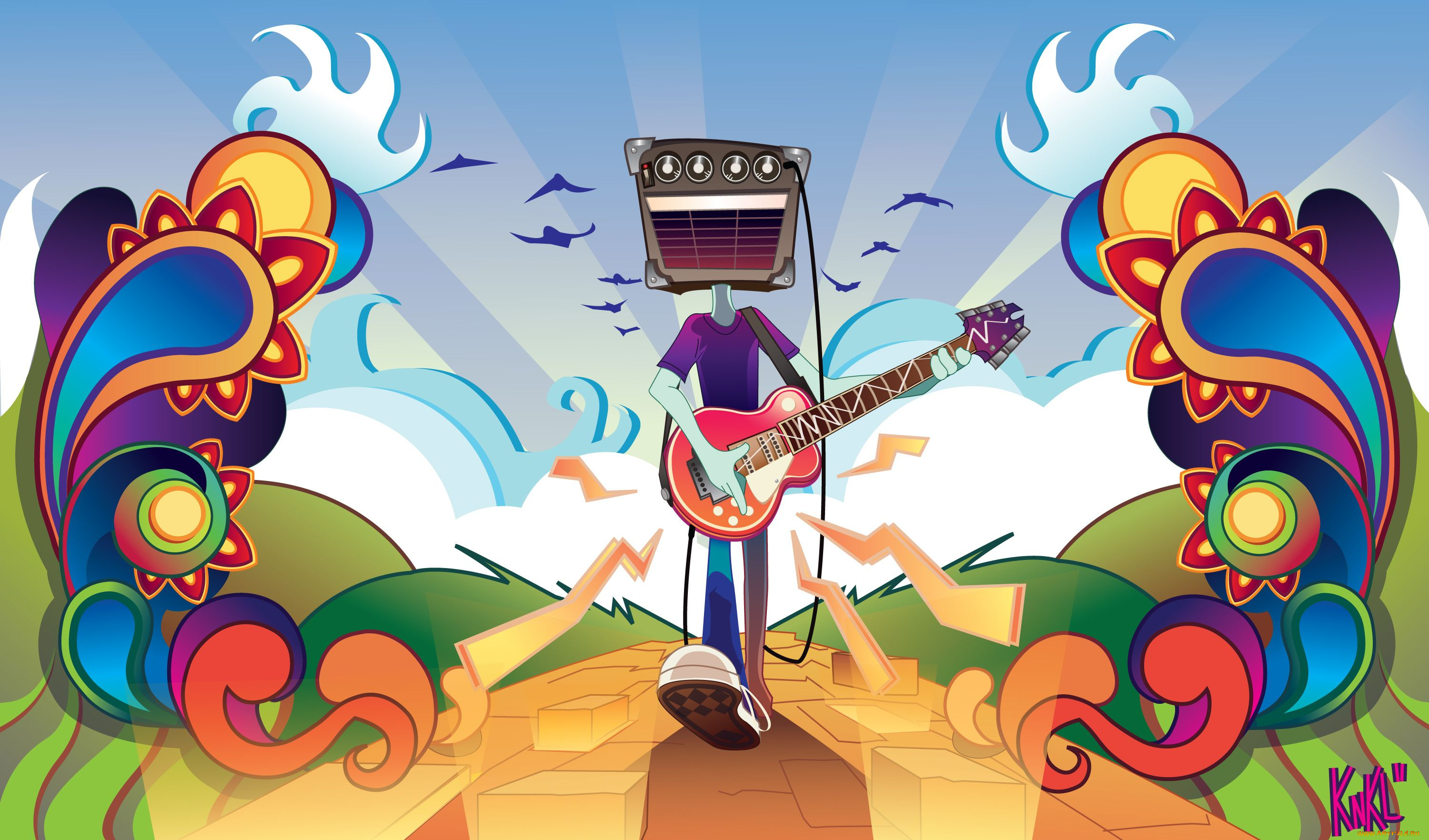 векторная, графика, гитара