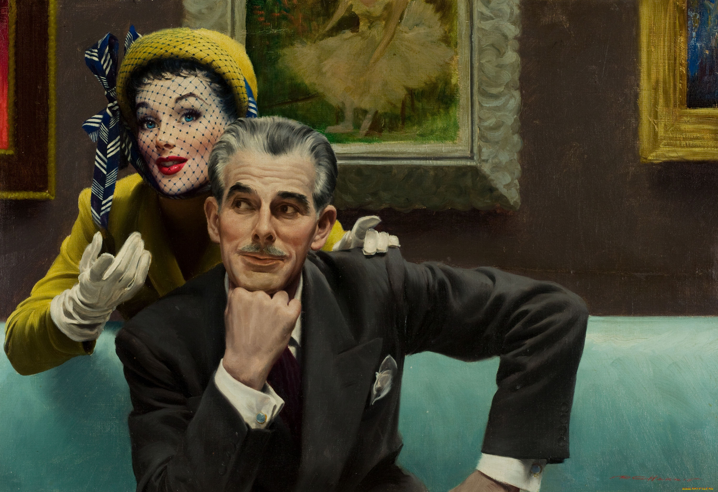 robert, harris, рисованные, шляпка, перчатки, вуаль