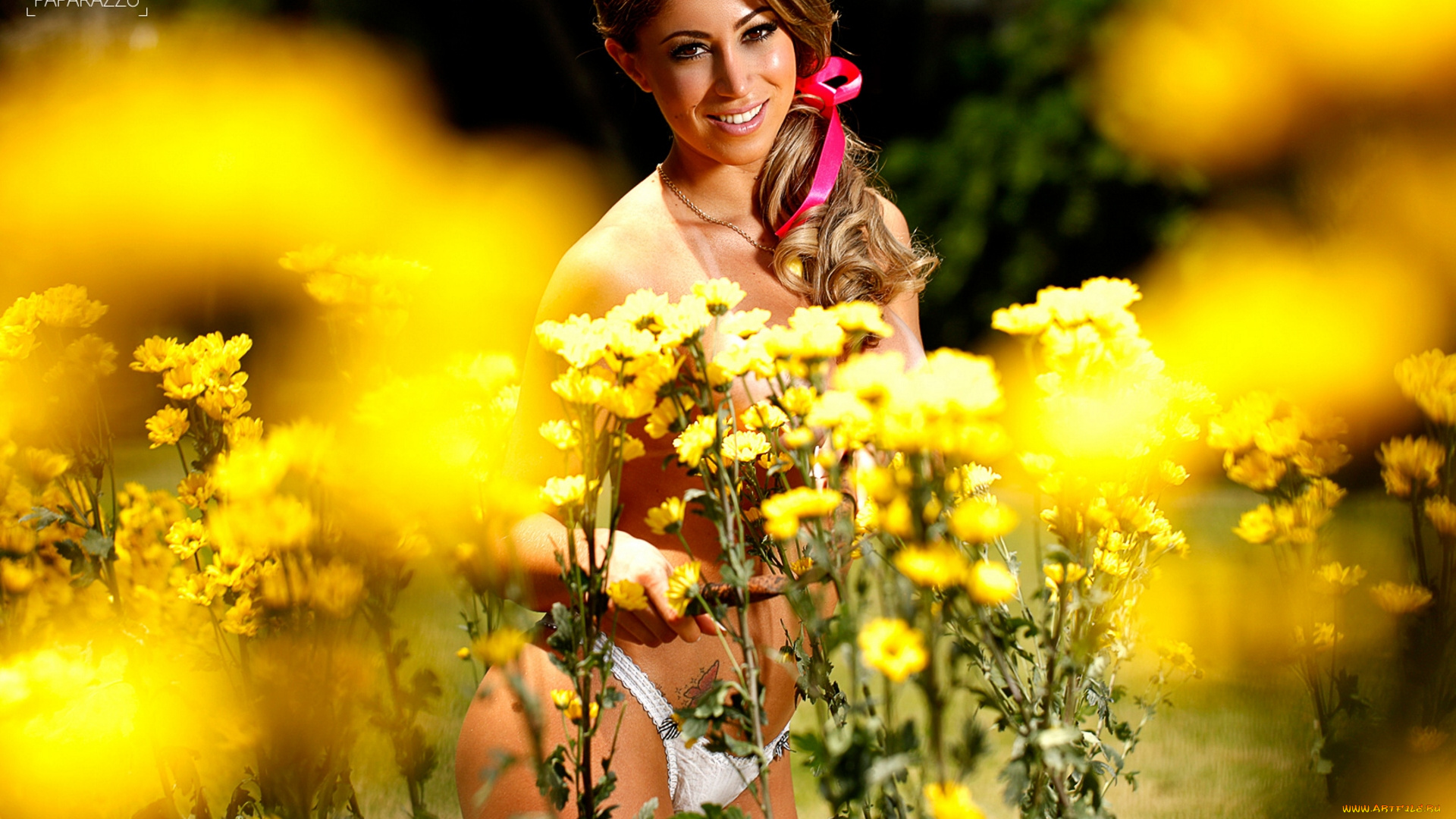 Carol, Narizinho, девушки, хризантемы, цветы