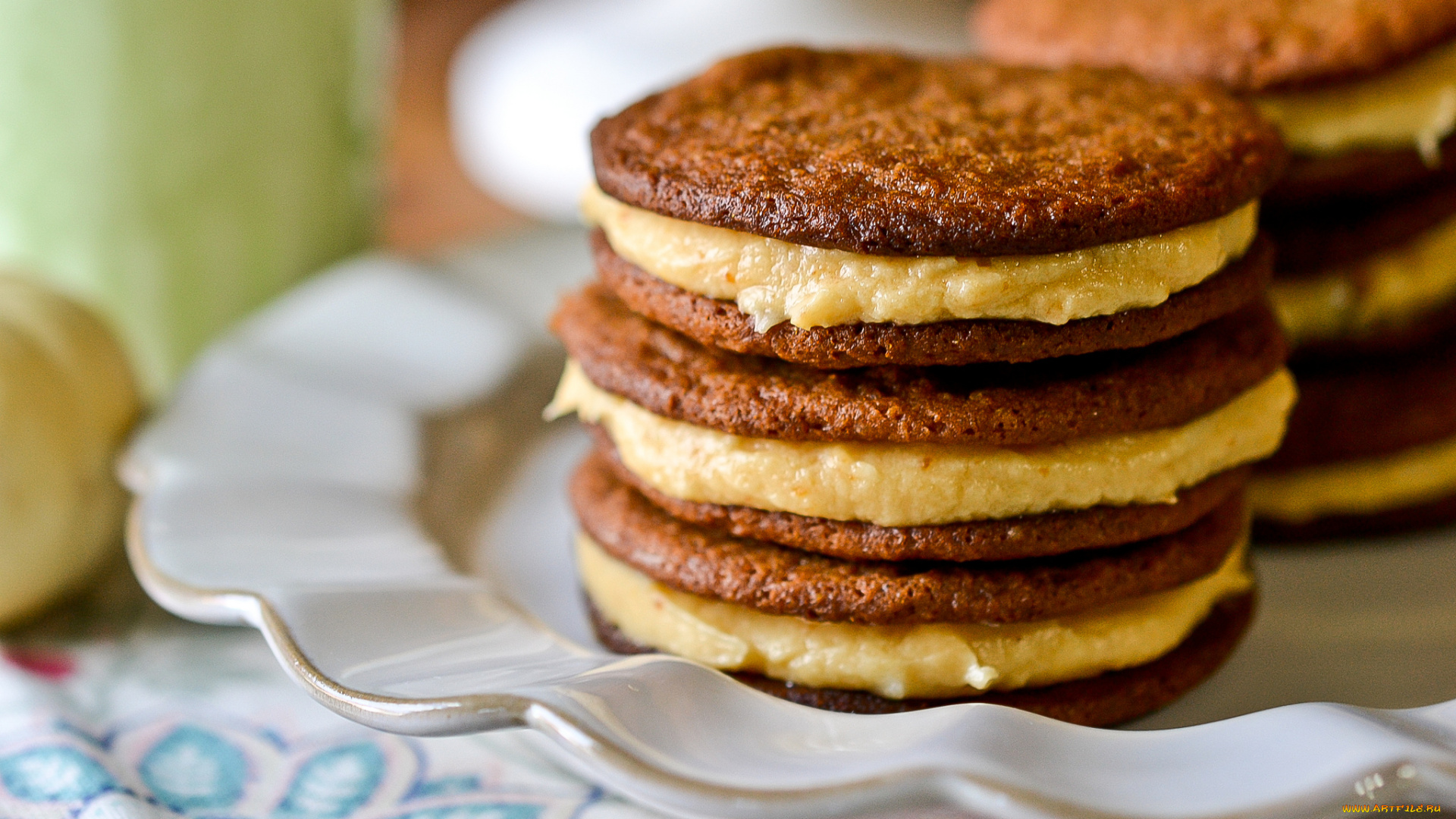 pumpkin, cream, cookie, sandwiches, еда, пирожные, кексы, печенье, тарелка, макро