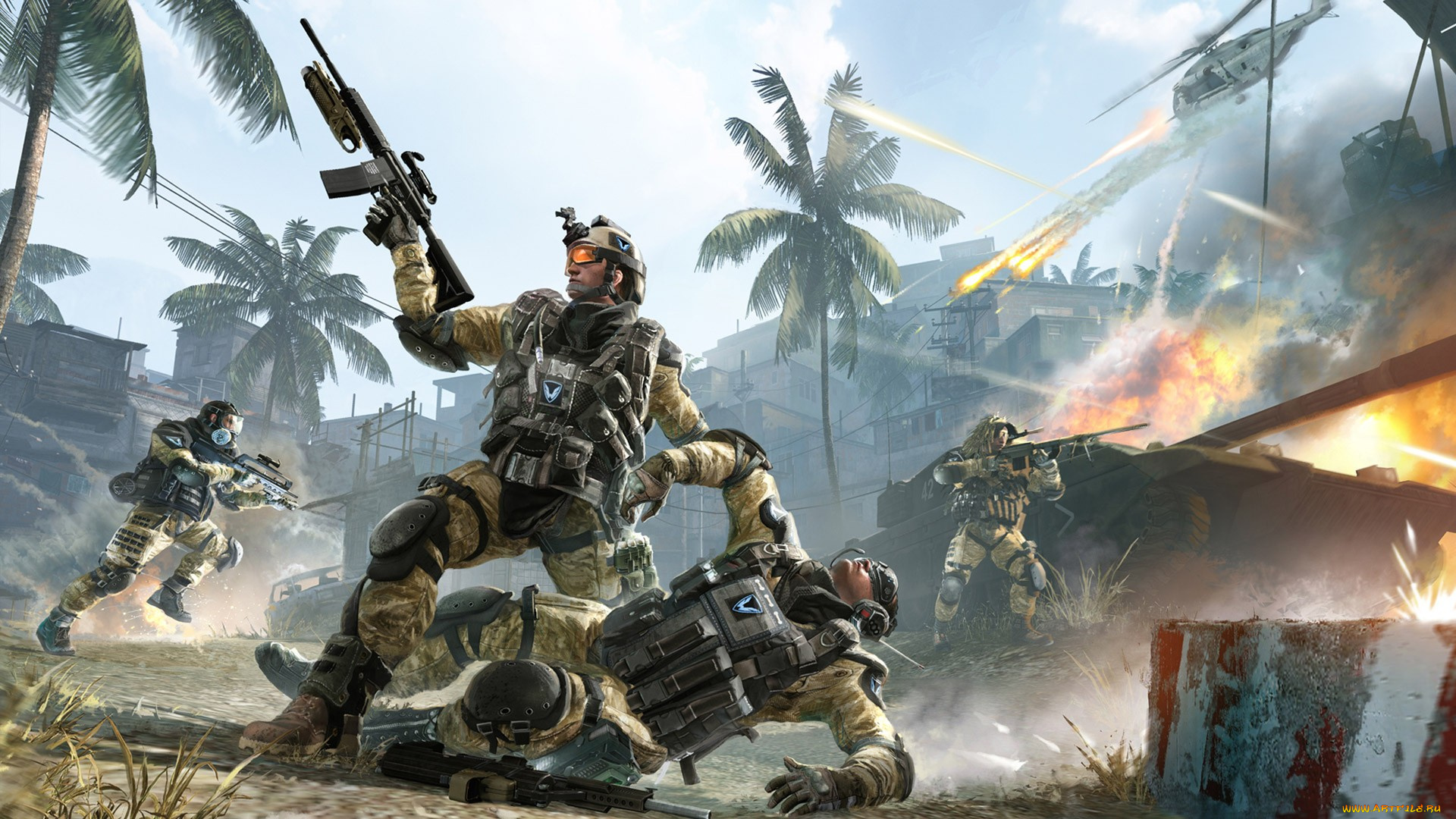 видео, игры, warface, пальмы, город, бой