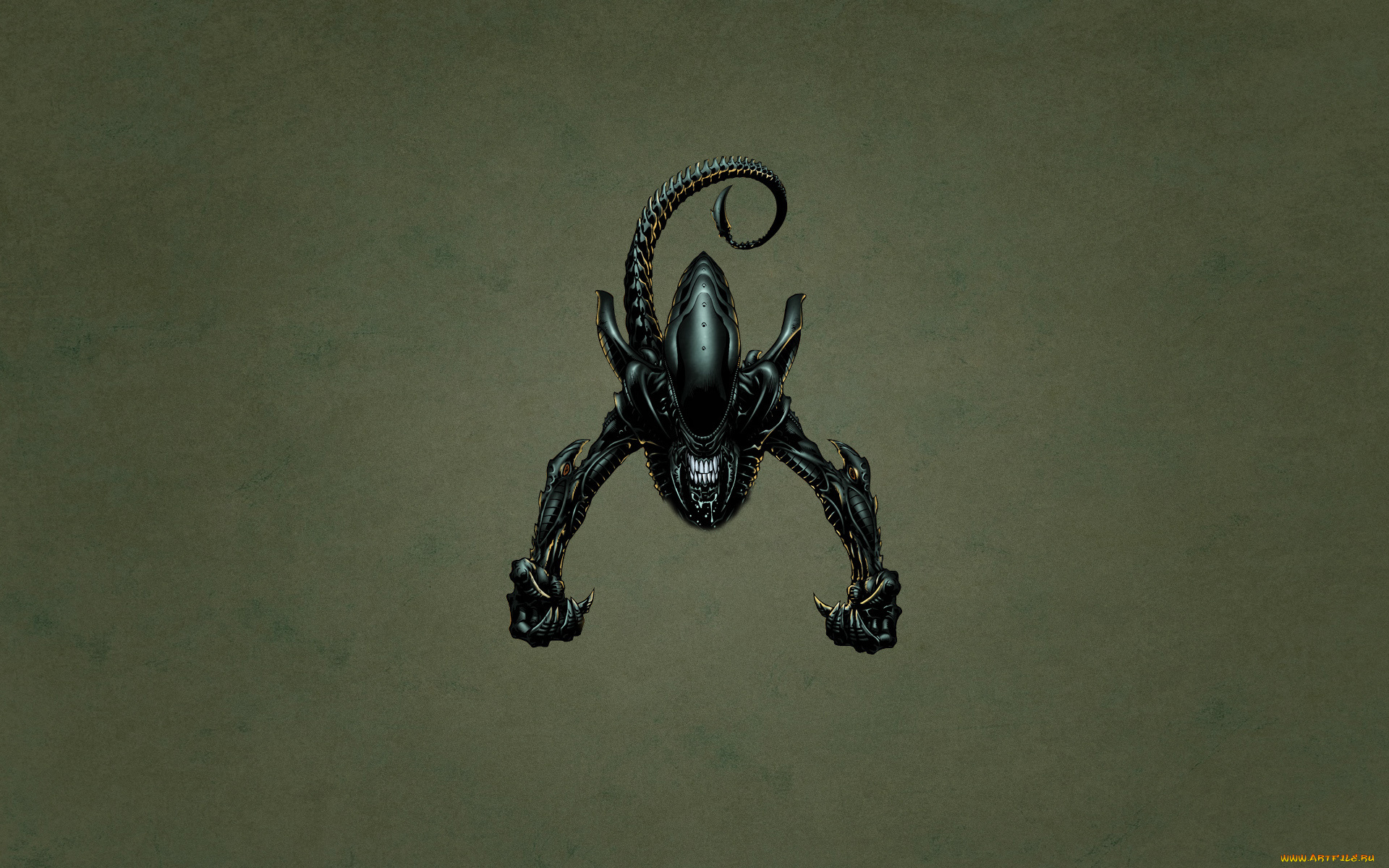 рисованные, минимализм, хвост, зубастый, темноватый, фон, чужой, alien