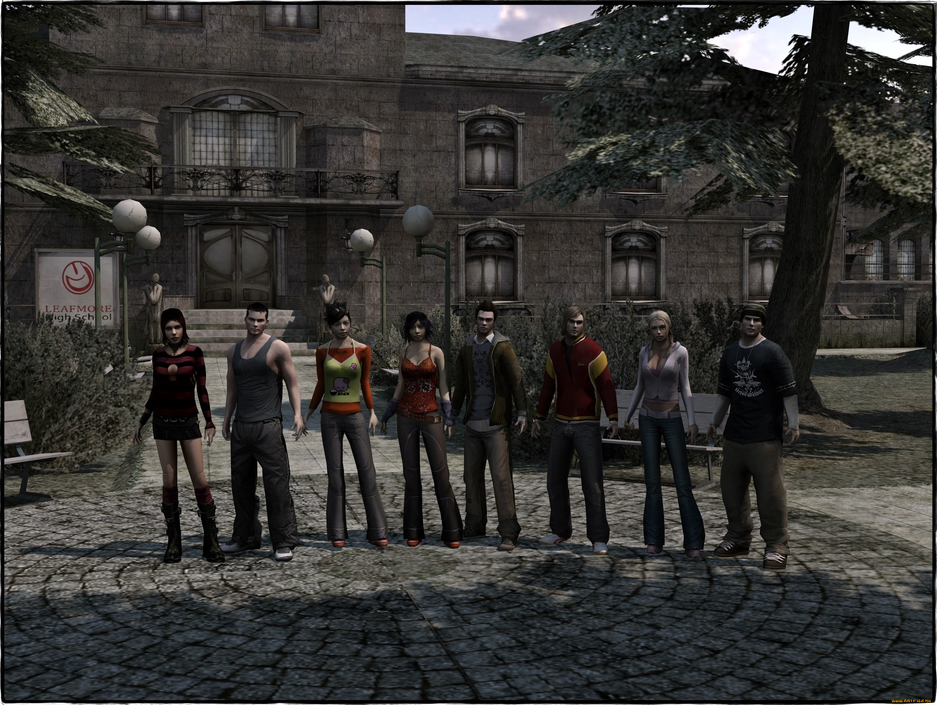 3д, графика, people, люди, двор, дом